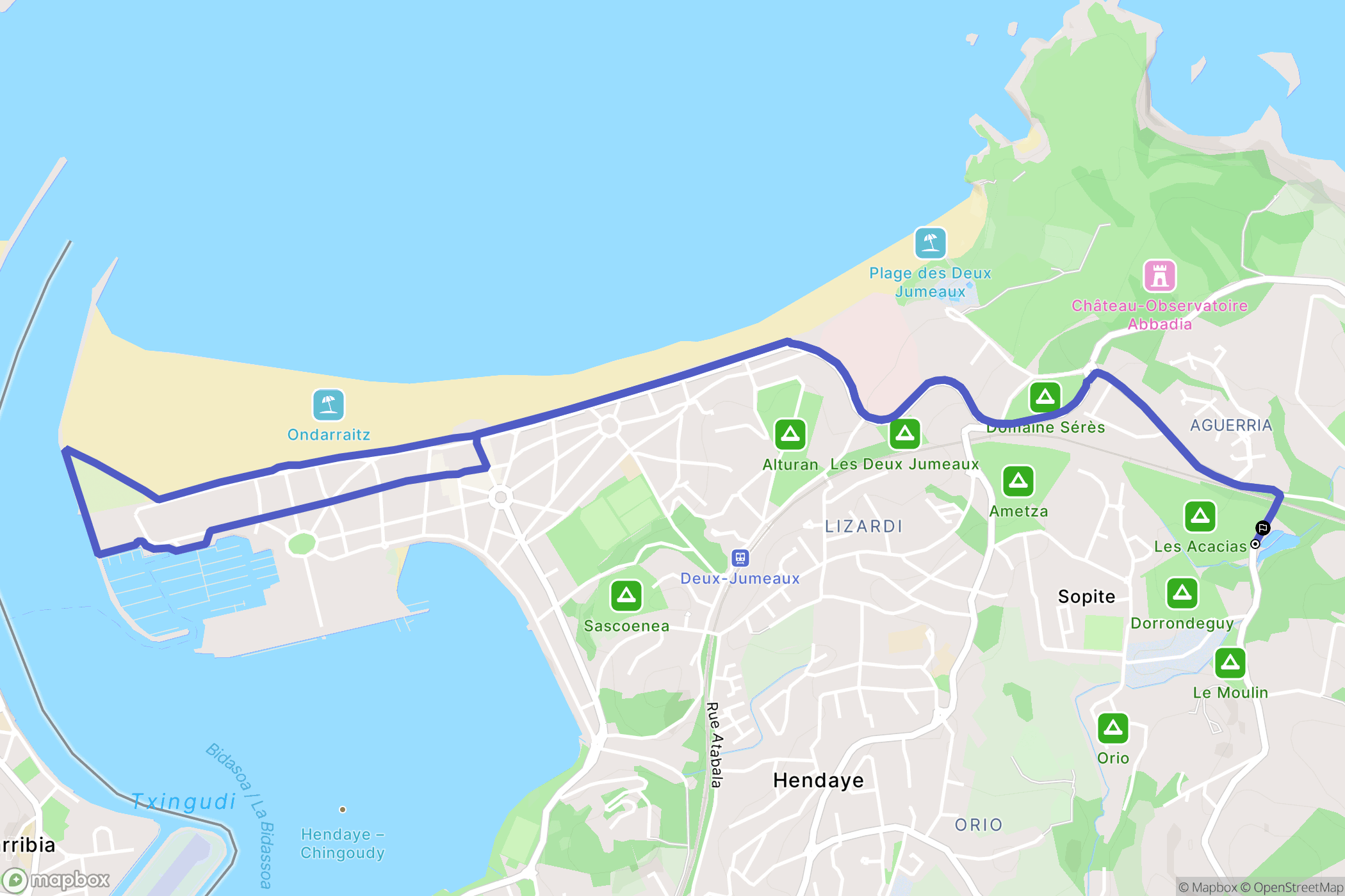 Hendaye : carte du parcours de randonnée - France