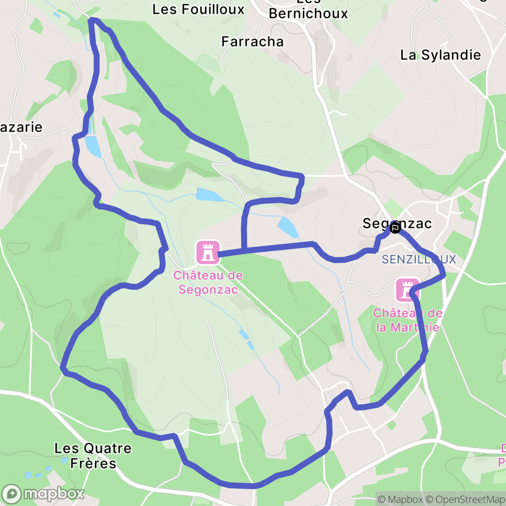 Segonzac : carte du parcours de randonnée - France