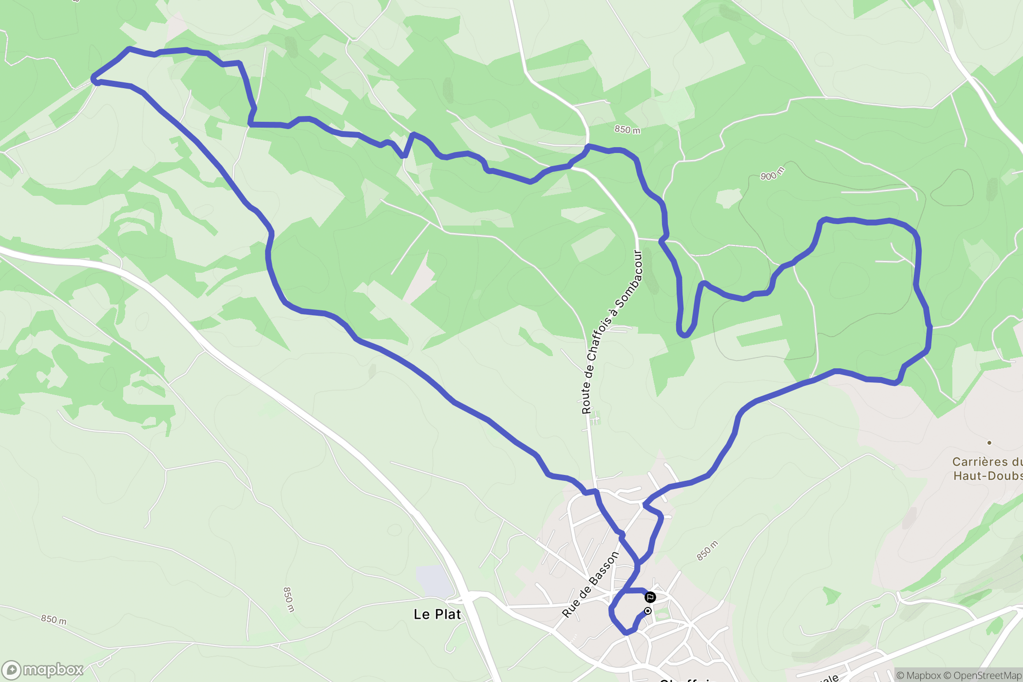 Chaffois : carte du parcours de randonnée - France