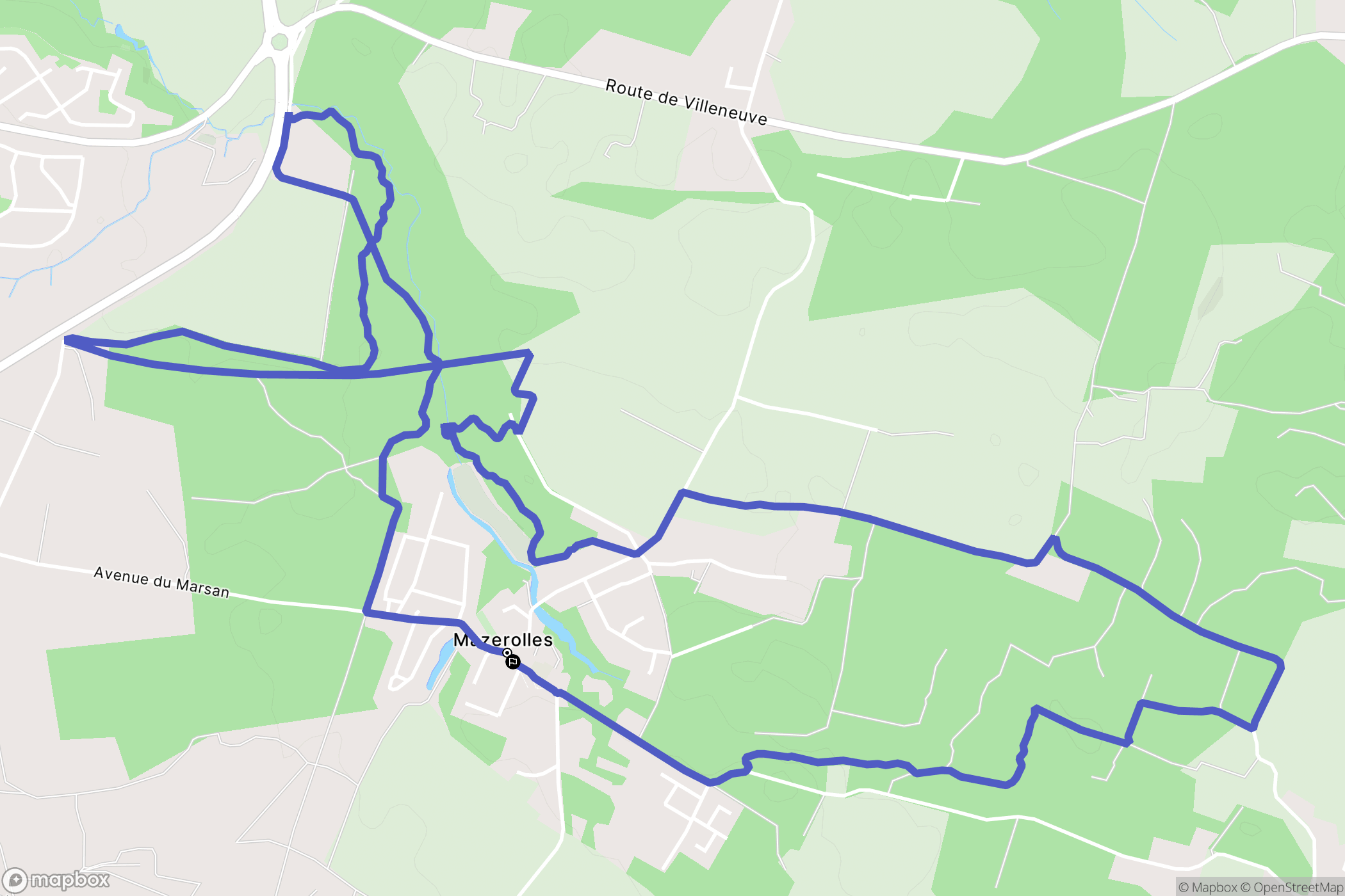 Mazerolles : carte du parcours de randonnée - France
