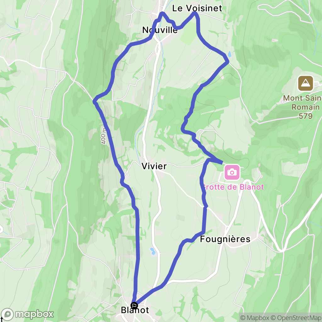 Blanot : carte du parcours de randonnée - France