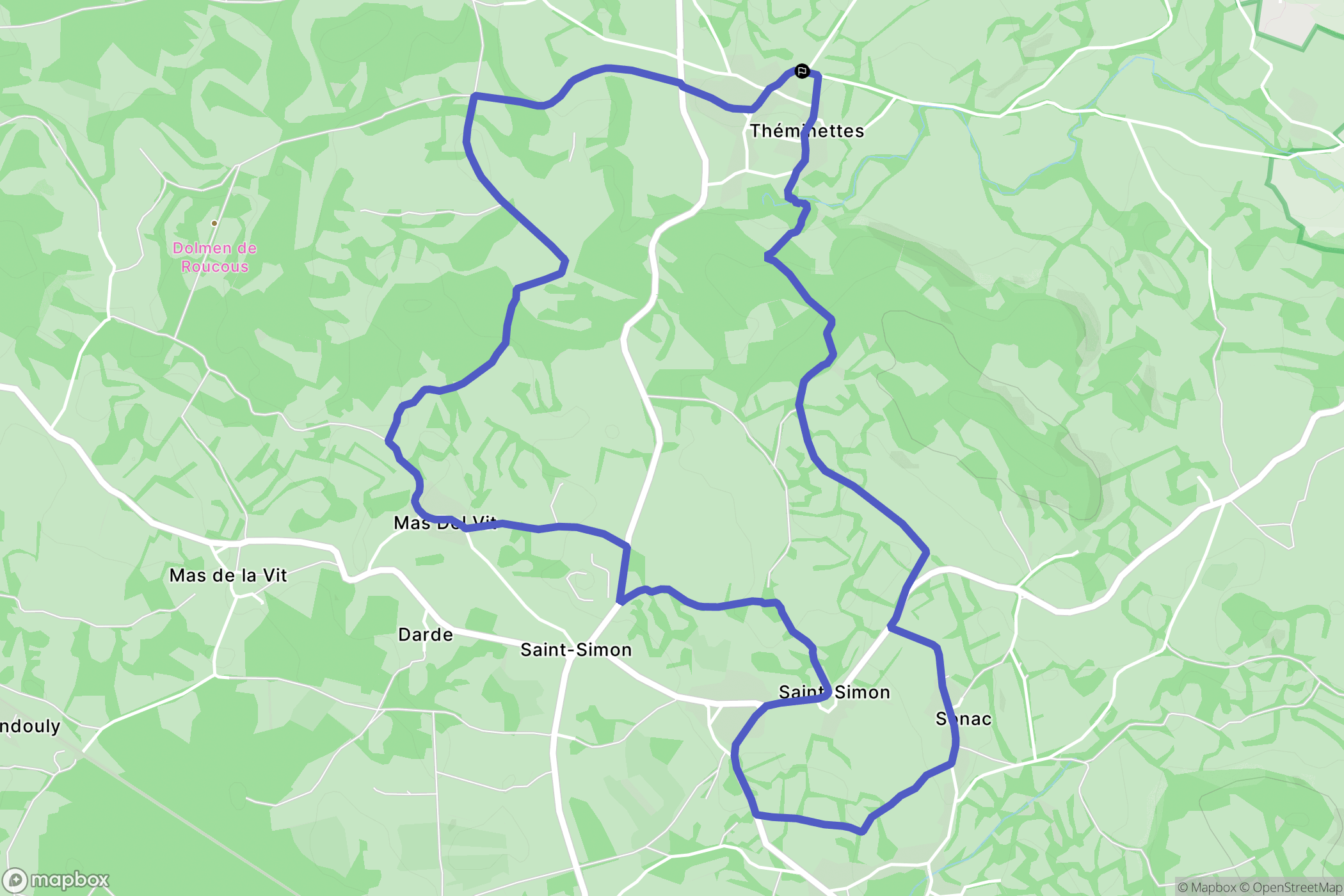Théminettes : carte du parcours de randonnée - France