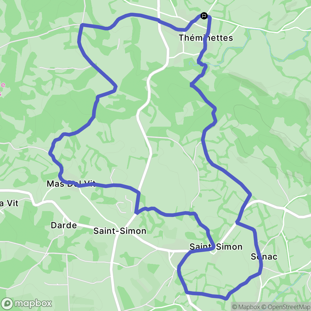 Théminettes : carte du parcours de randonnée - France