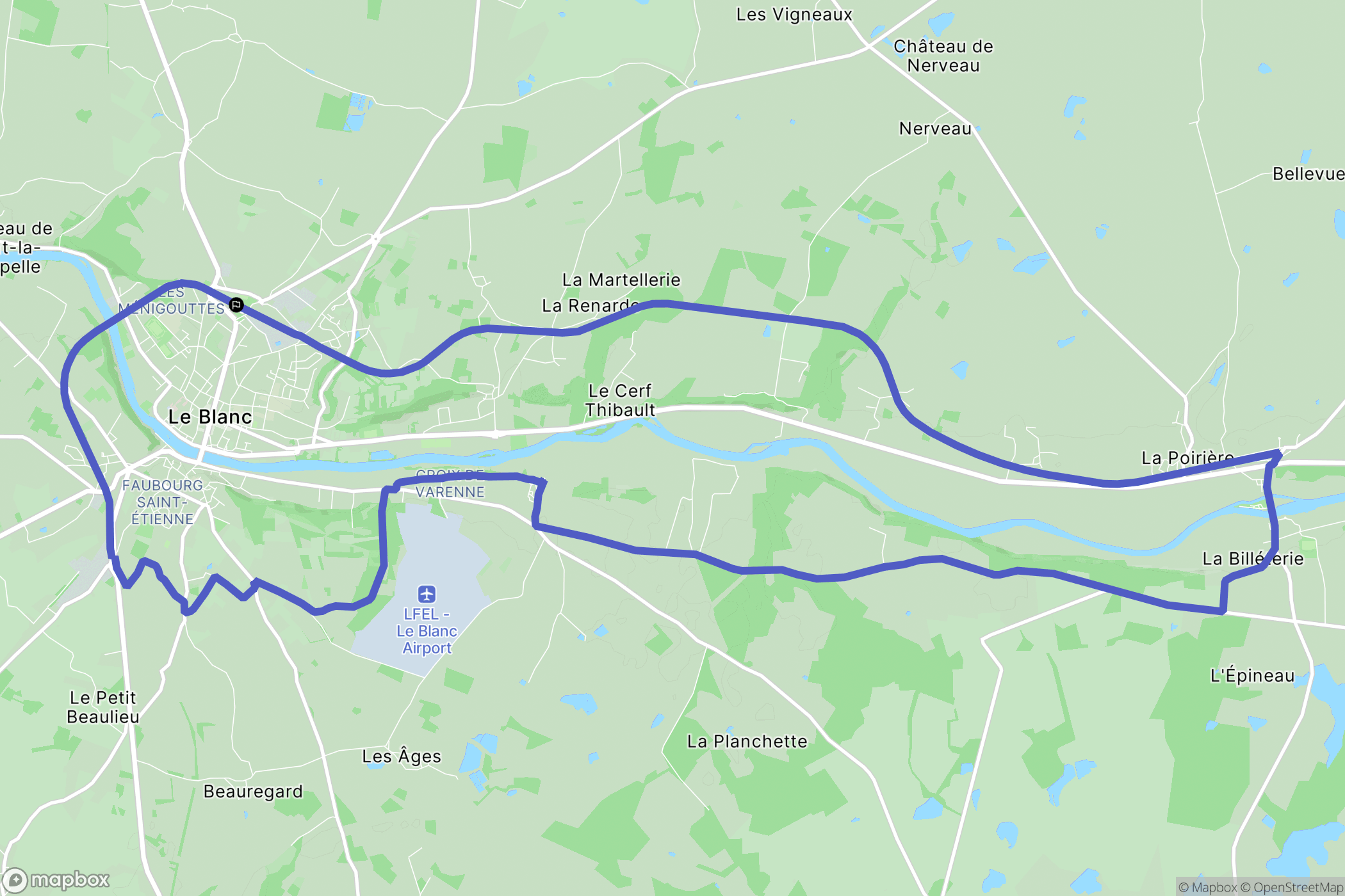Le Blanc : carte du parcours de randonnée - France