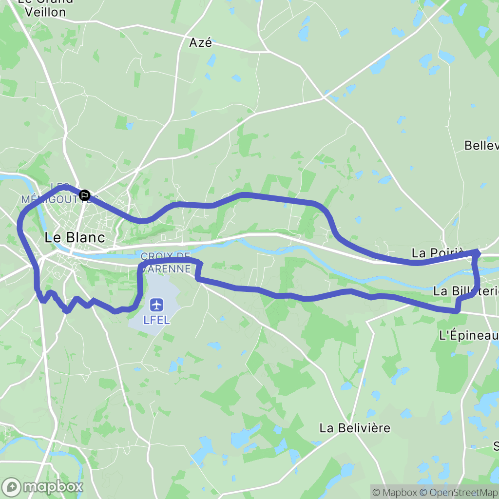 Le Blanc : carte du parcours de randonnée - France