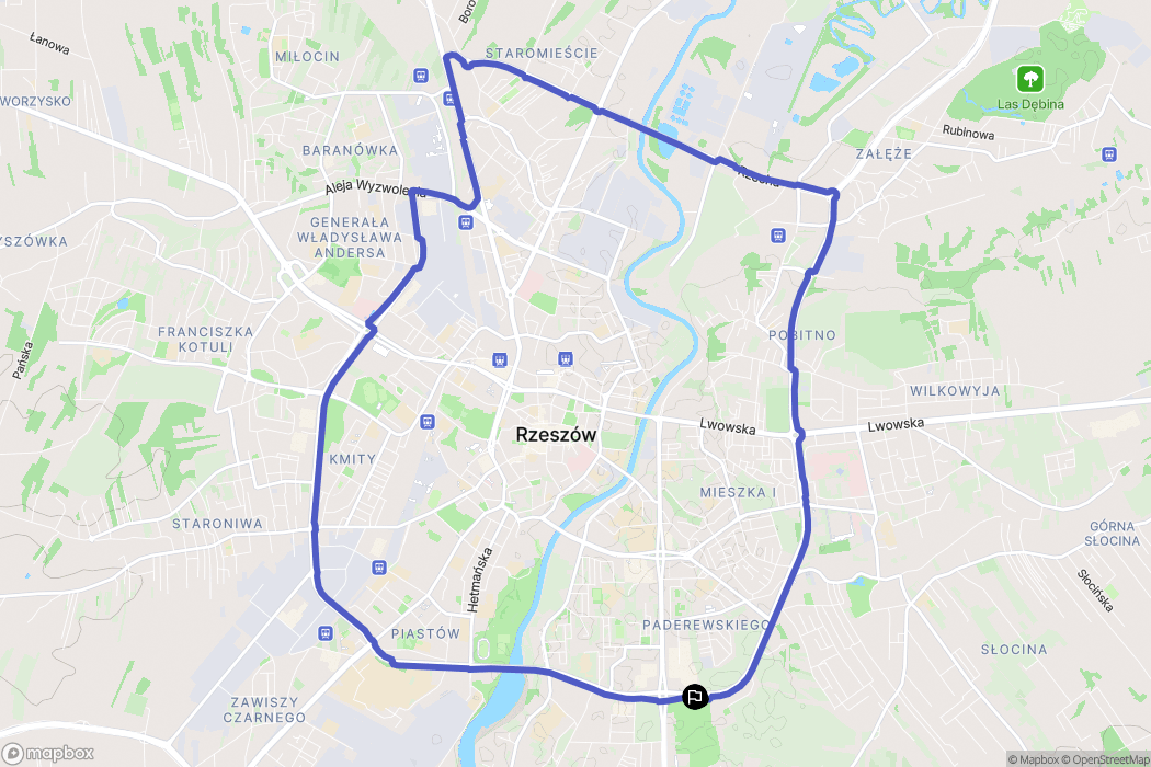 Rzeszów: mapa trasy - Poland