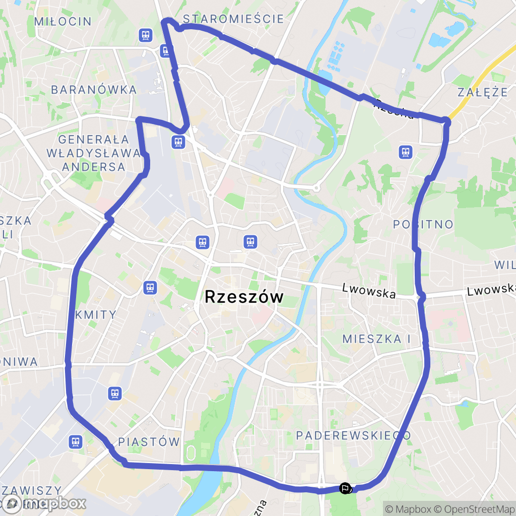 Rzeszów: mapa trasy - Poland