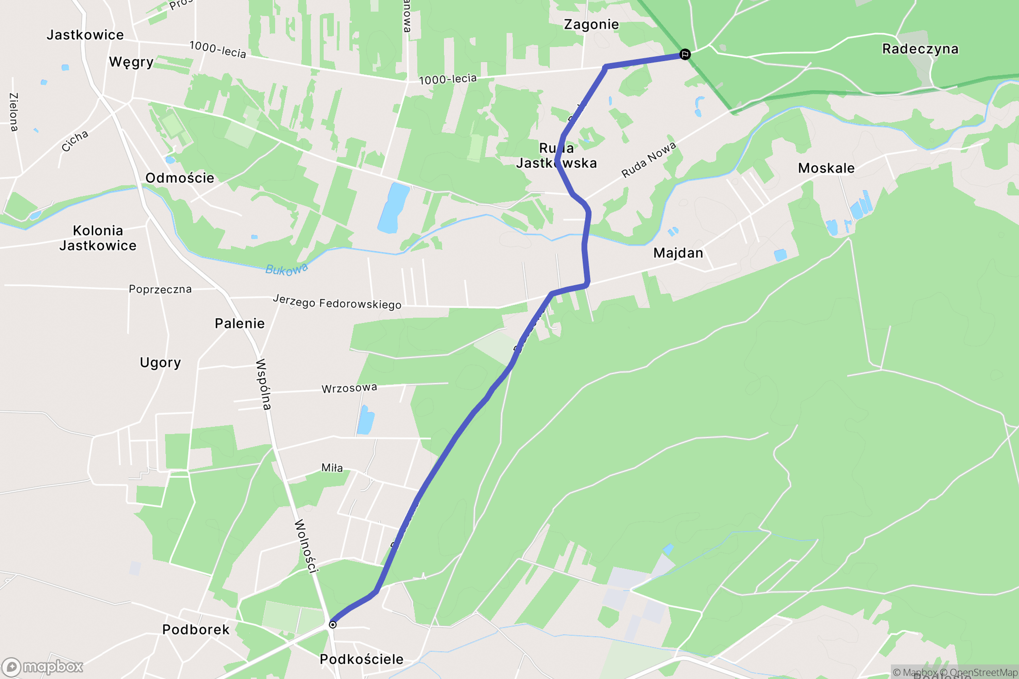 Pysznica: mapa trasy - Poland