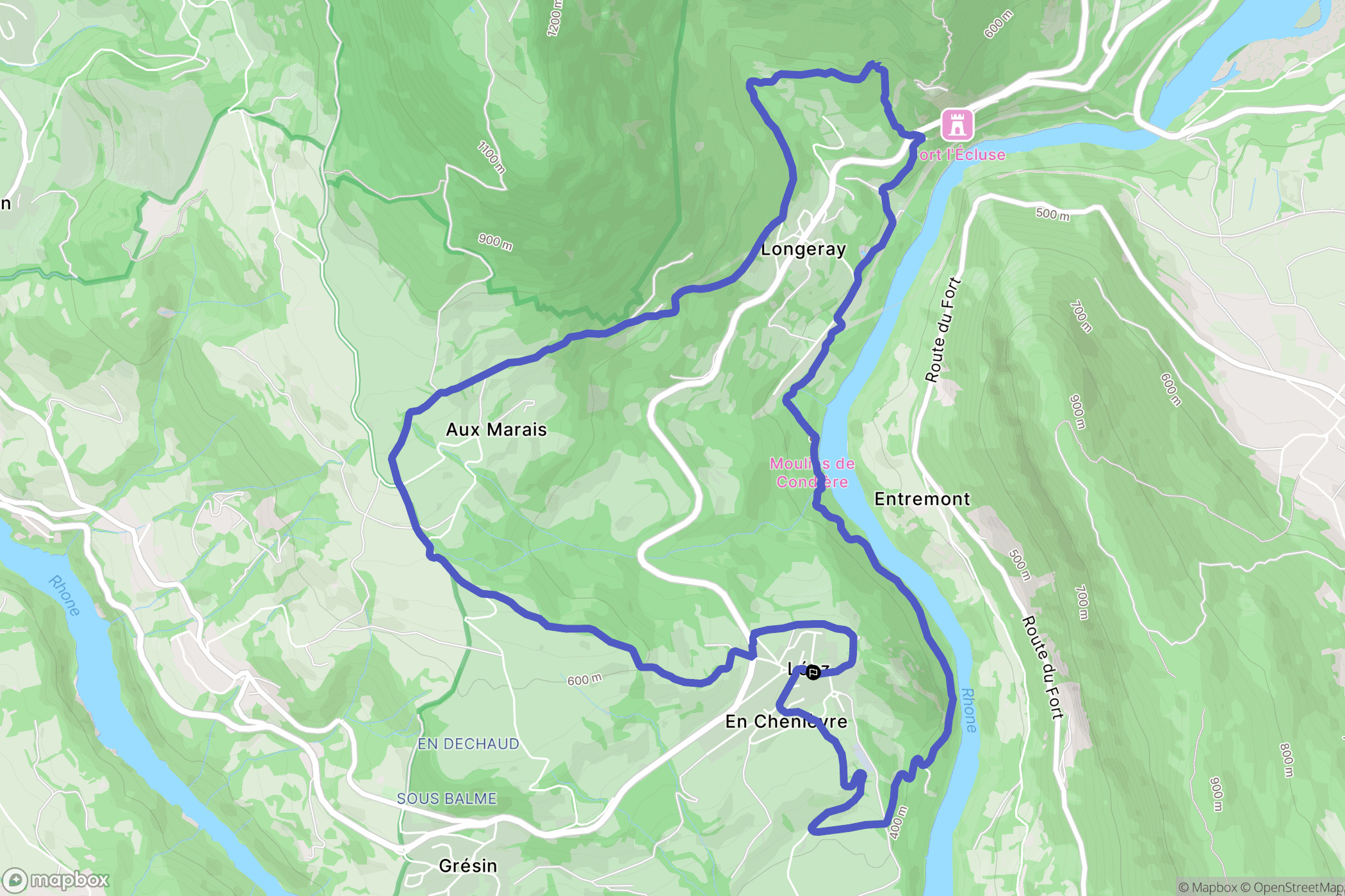 Léaz : carte du parcours de randonnée - France