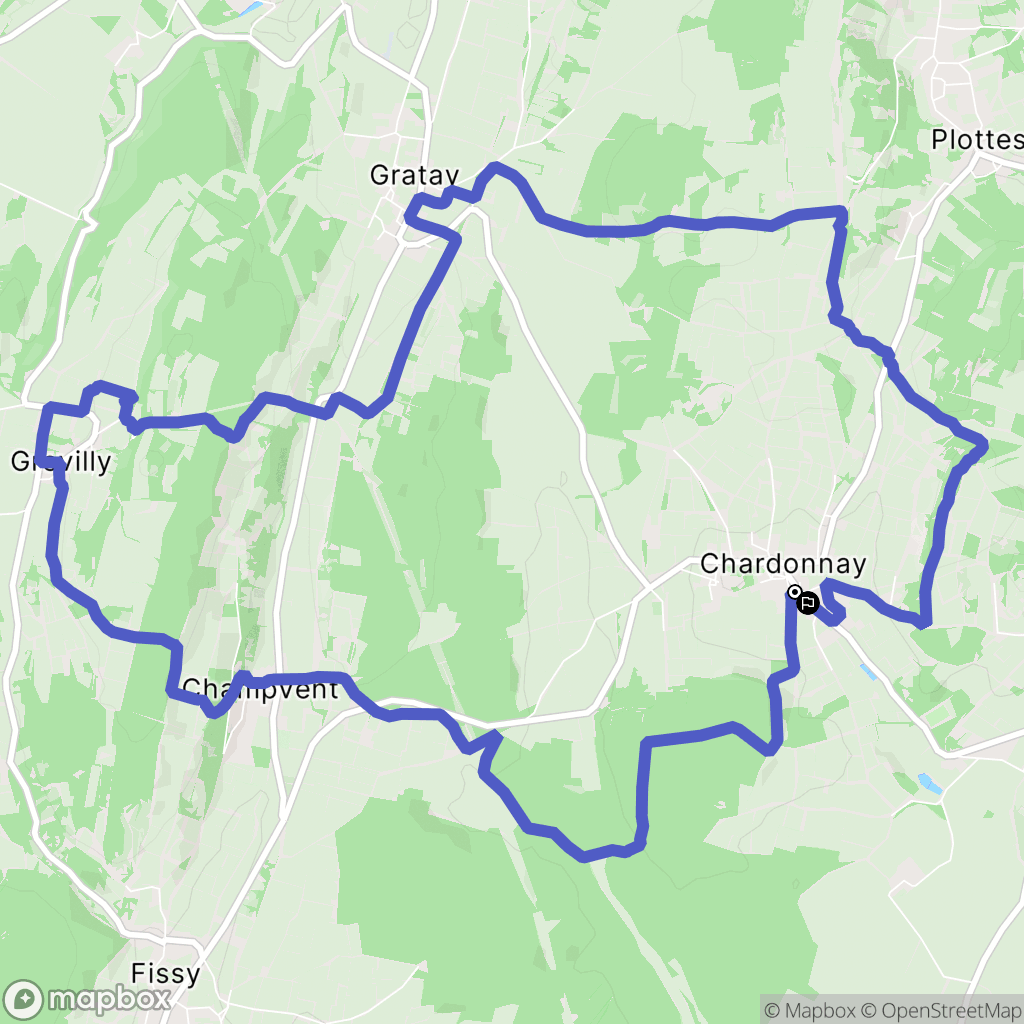 Chardonnay : carte du parcours de randonnée - France