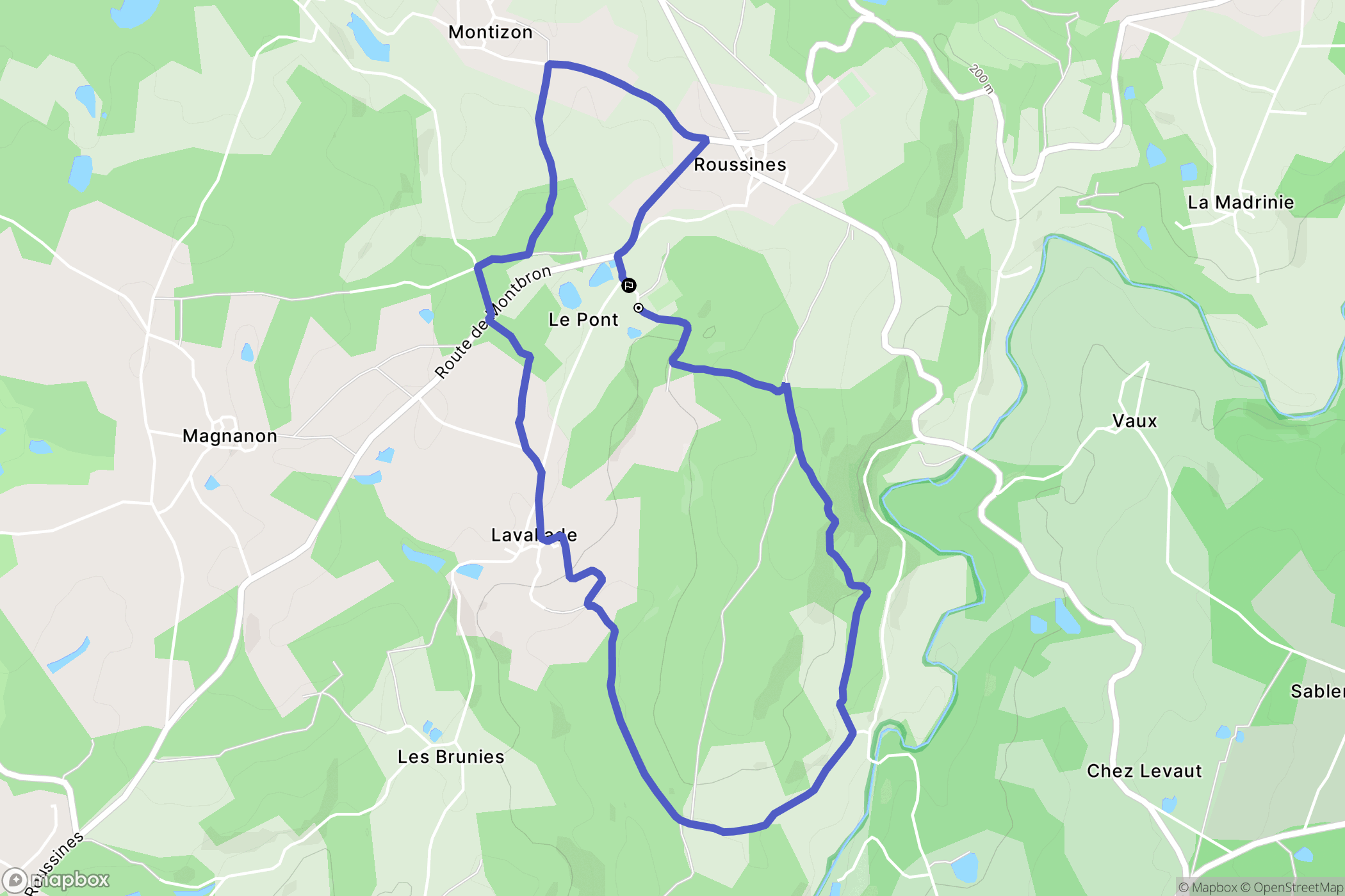 Roussines : carte du parcours de randonnée - France