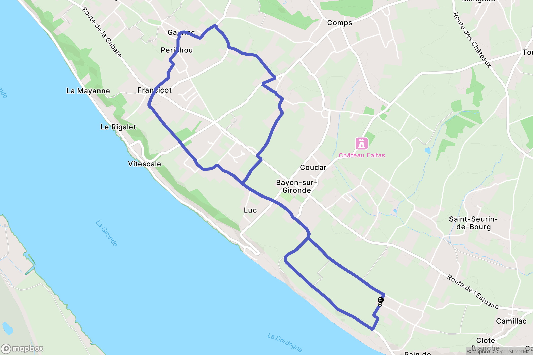 Saint-Seurin-de-Bourg : carte du parcours de randonnée - France