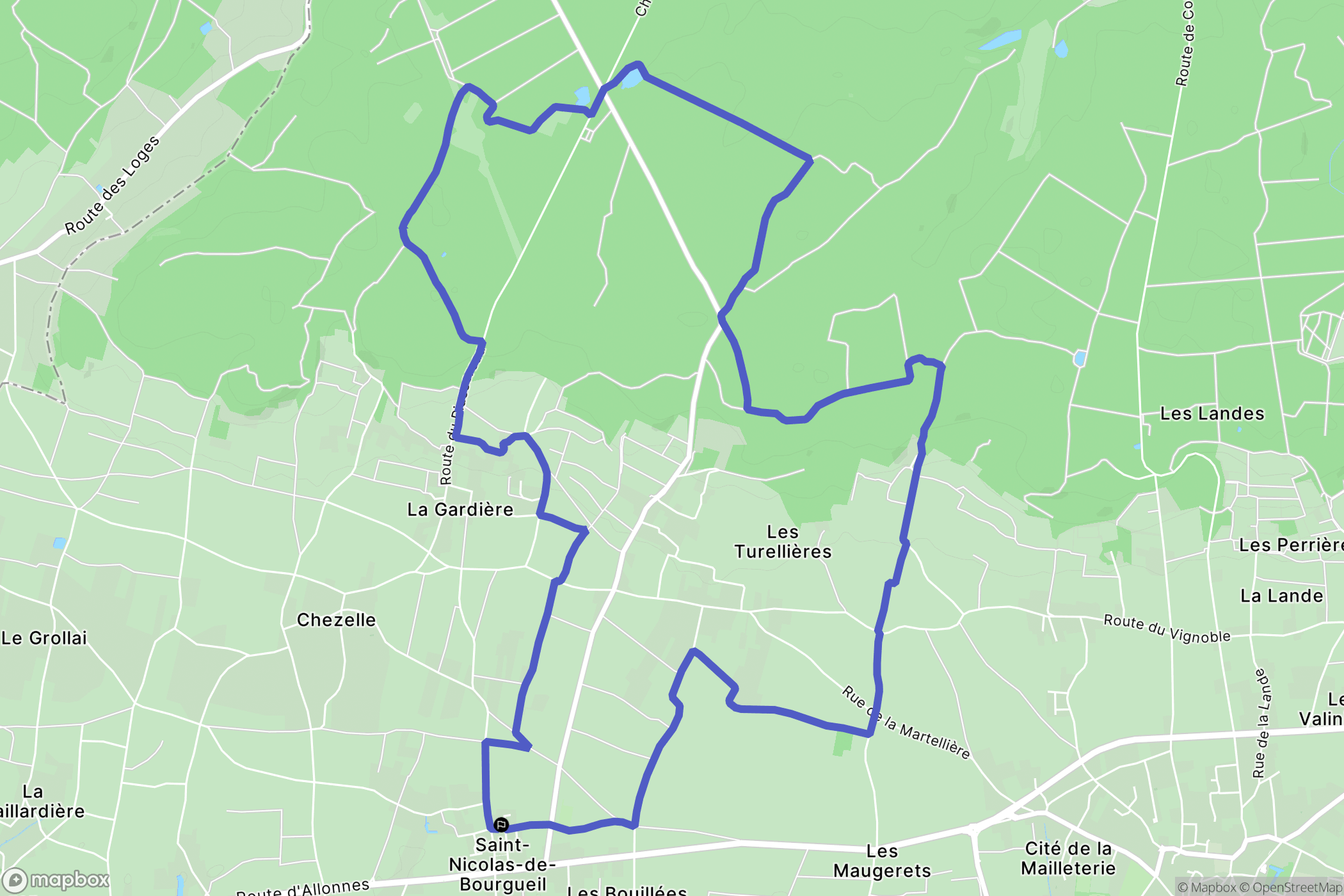 Saint-Nicolas-de-Bourgueil : carte du parcours de randonnée - France