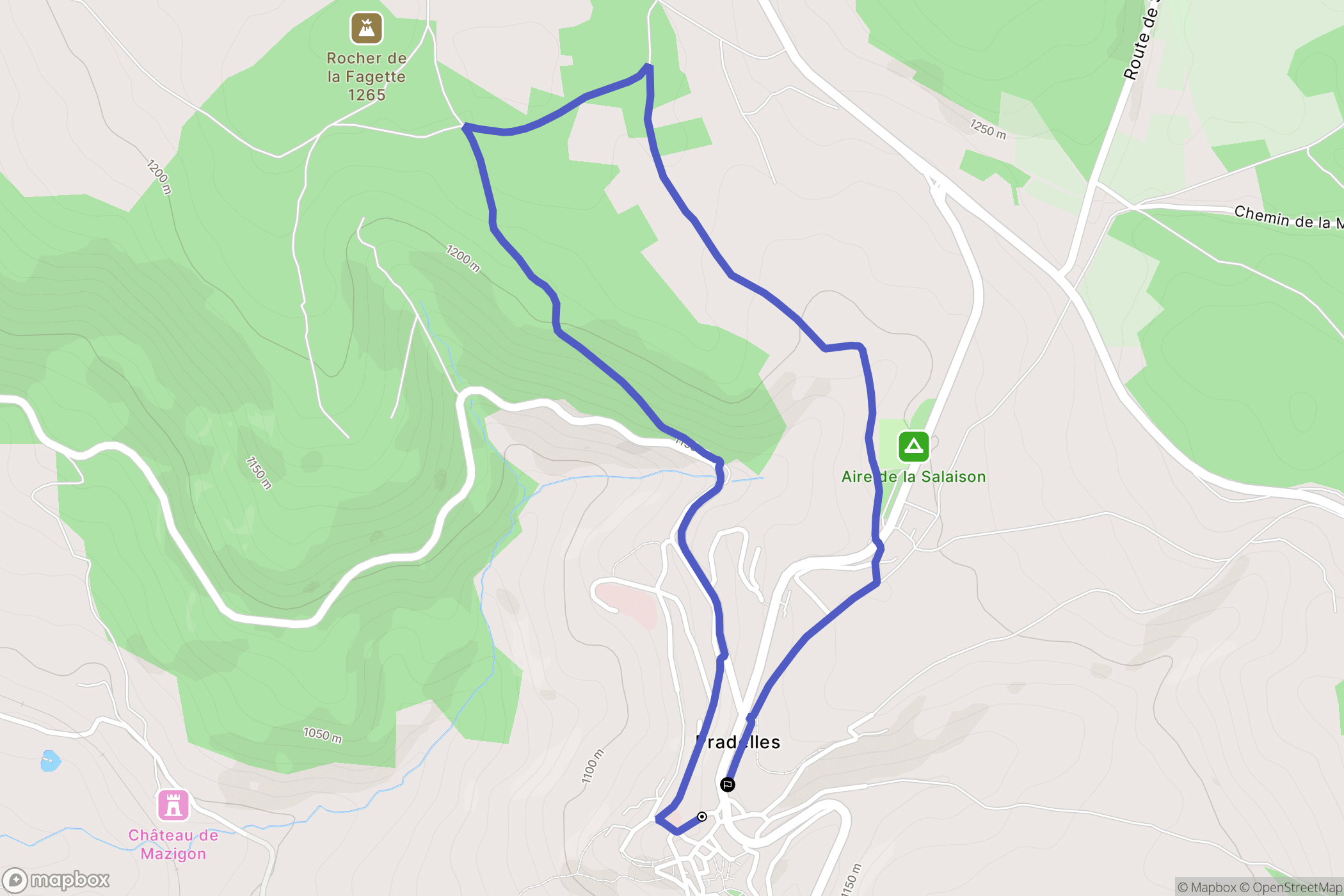 Pradelles : carte du parcours de randonnée - France