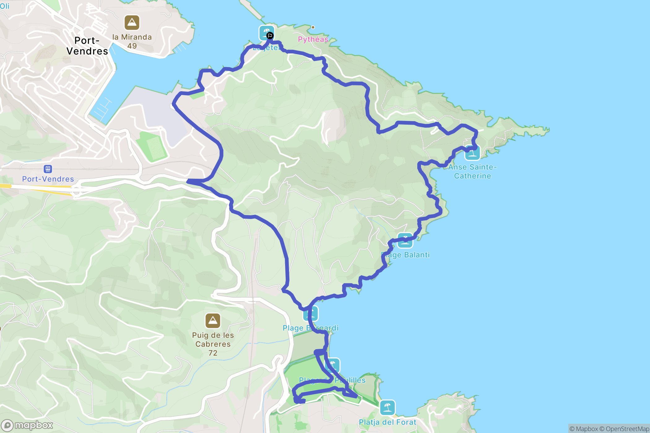Port-Vendres : carte du parcours de randonnée - France