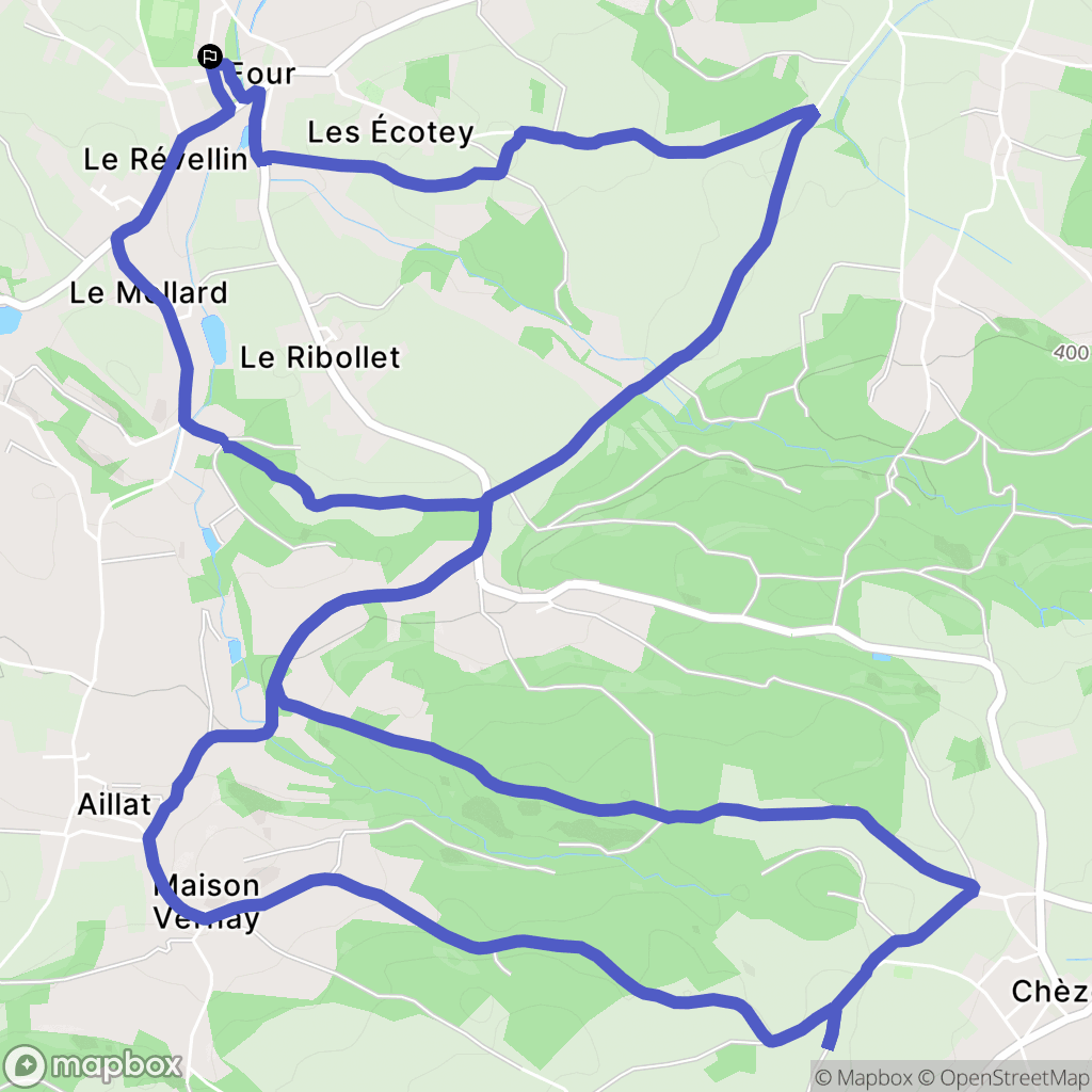 Four : carte du parcours de randonnée - France