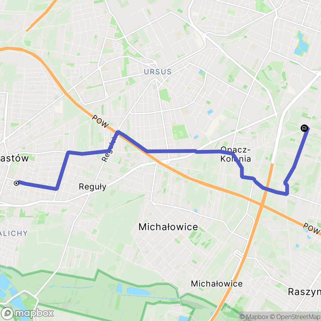 Piastów: mapa trasy - Poland