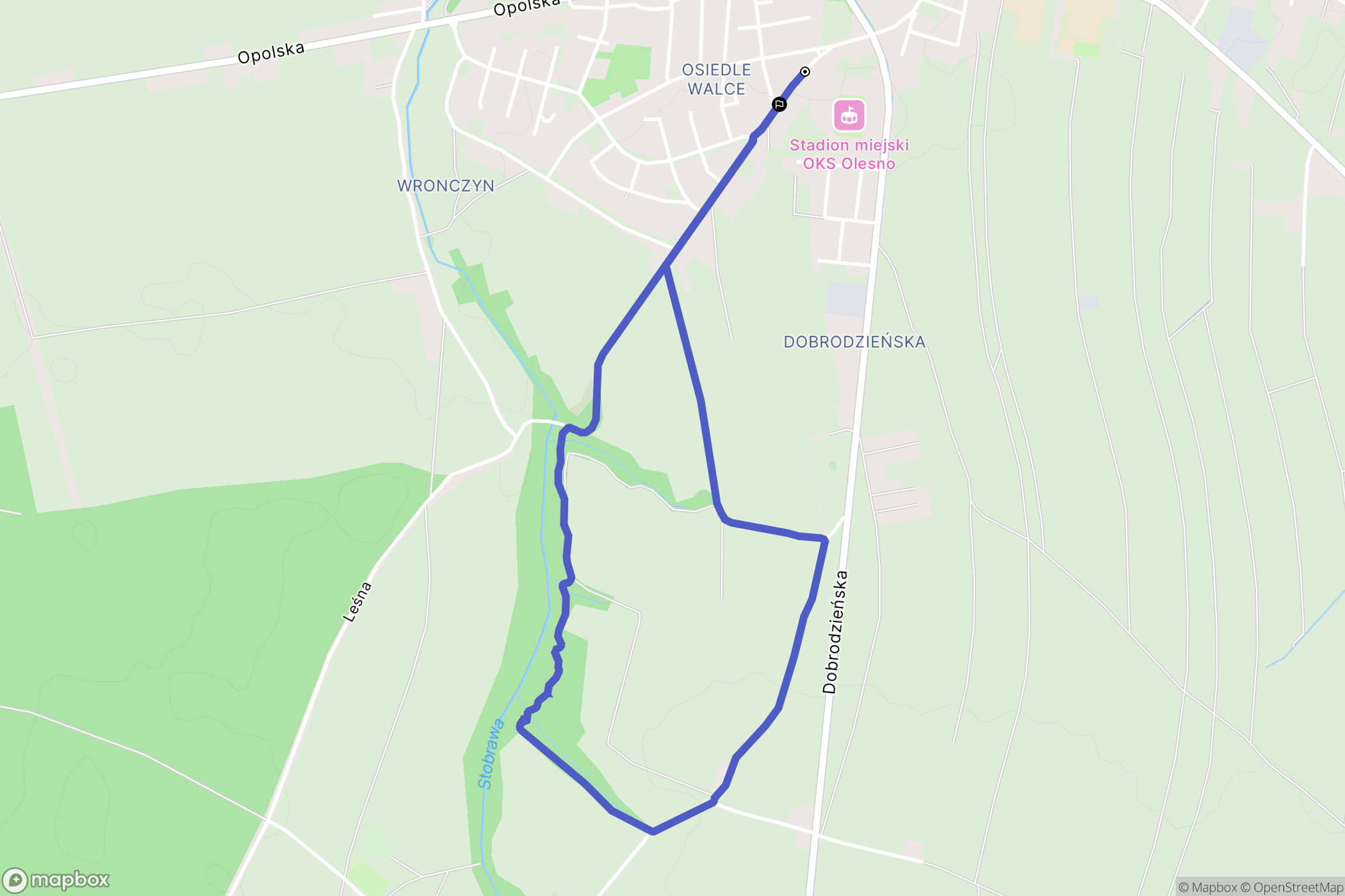 Olesno: mapa trasy - Poland