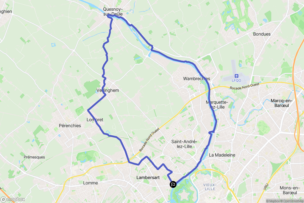 Lambersart : carte du parcours de randonnée - France