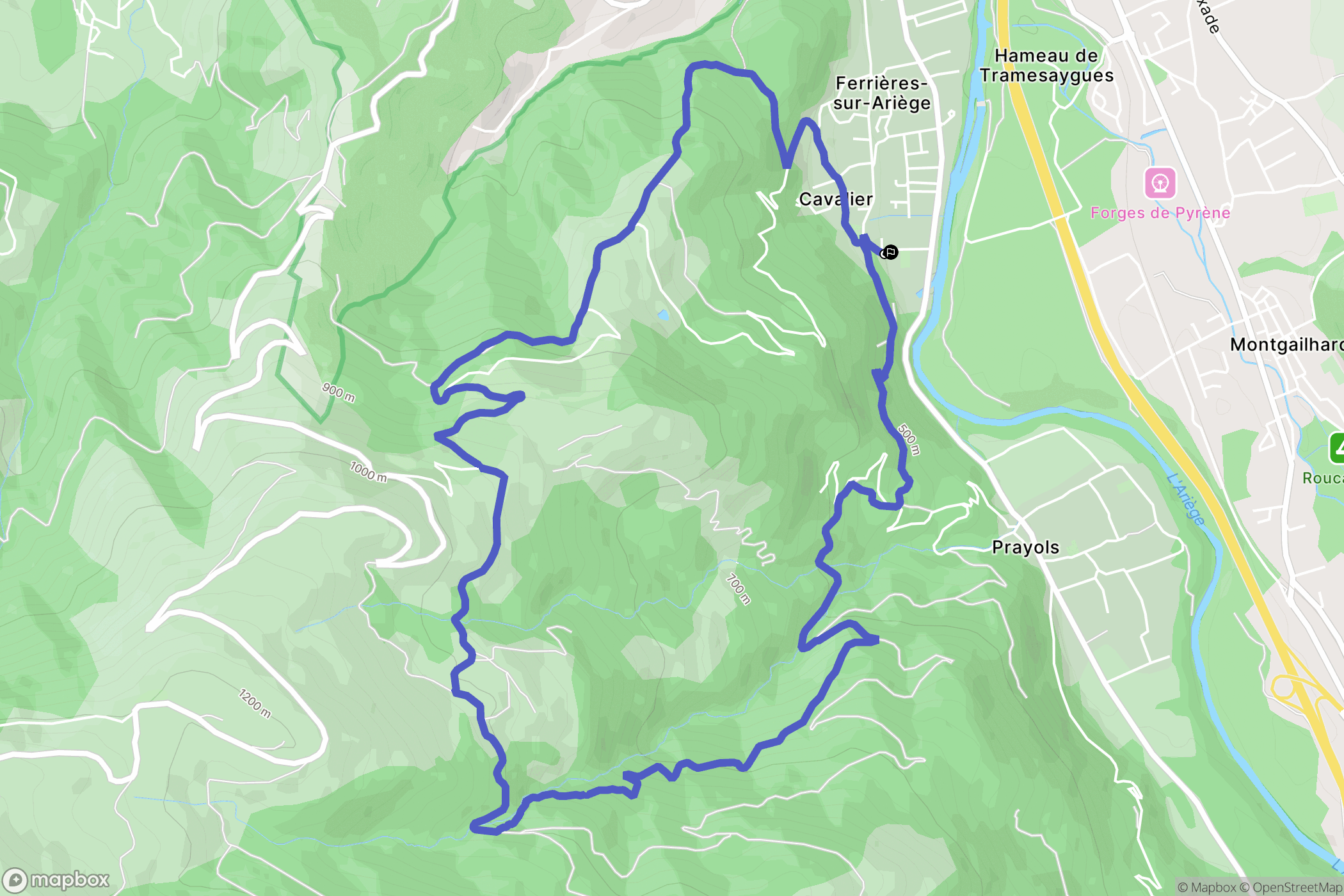 Ferrières-sur-Ariège : carte du parcours de randonnée - France