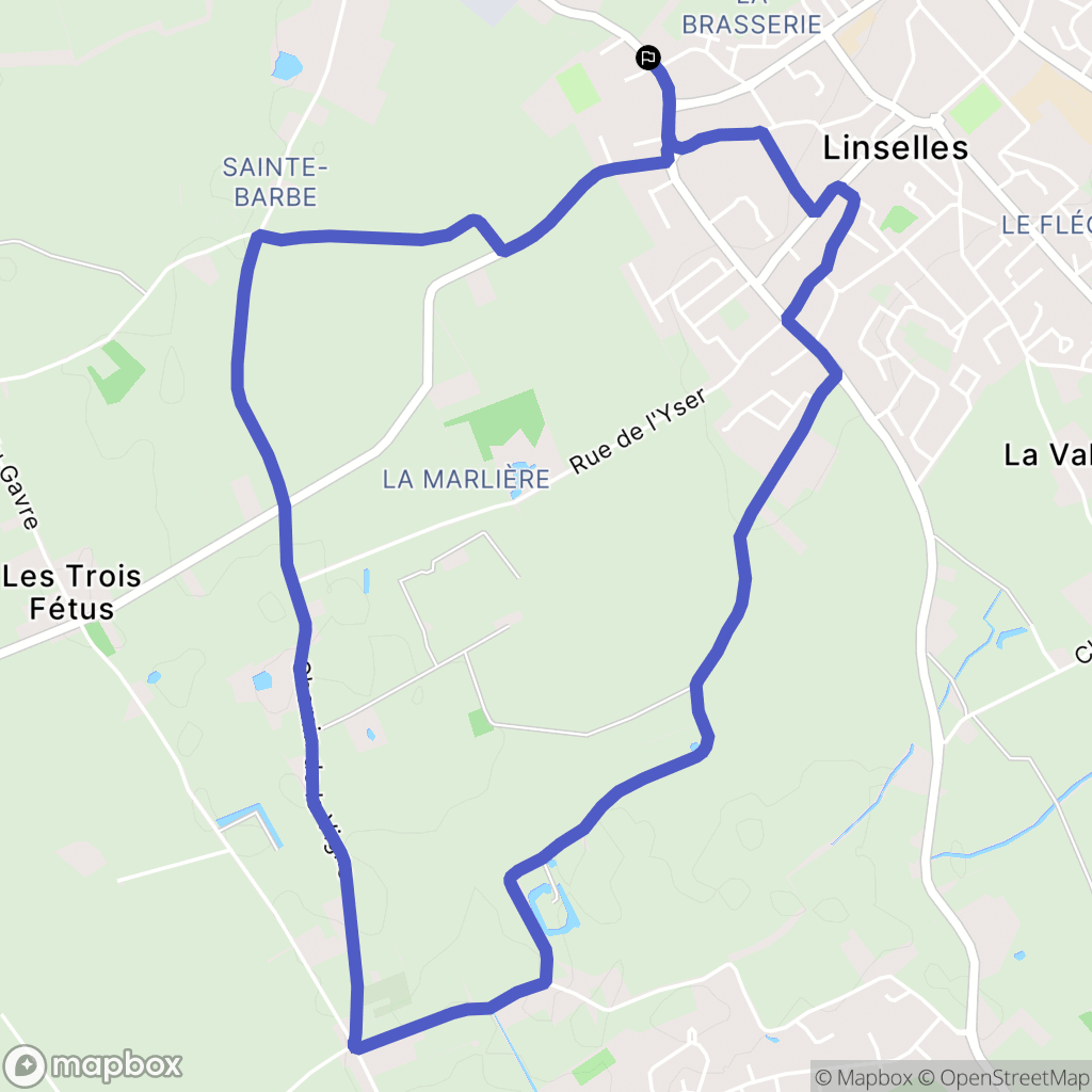 Linselles : carte du parcours de randonnée - France