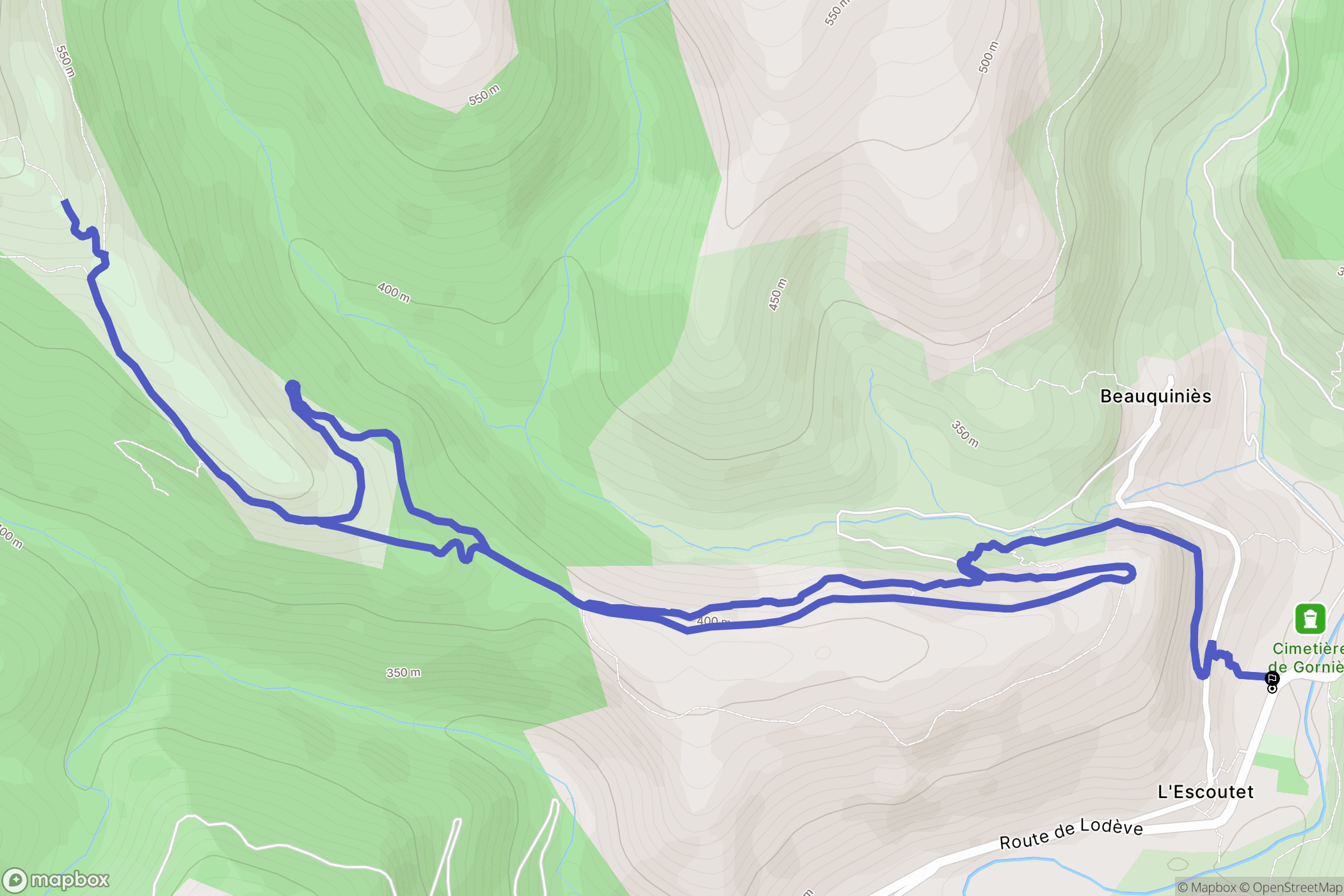 Gorniès : carte du parcours de randonnée - France