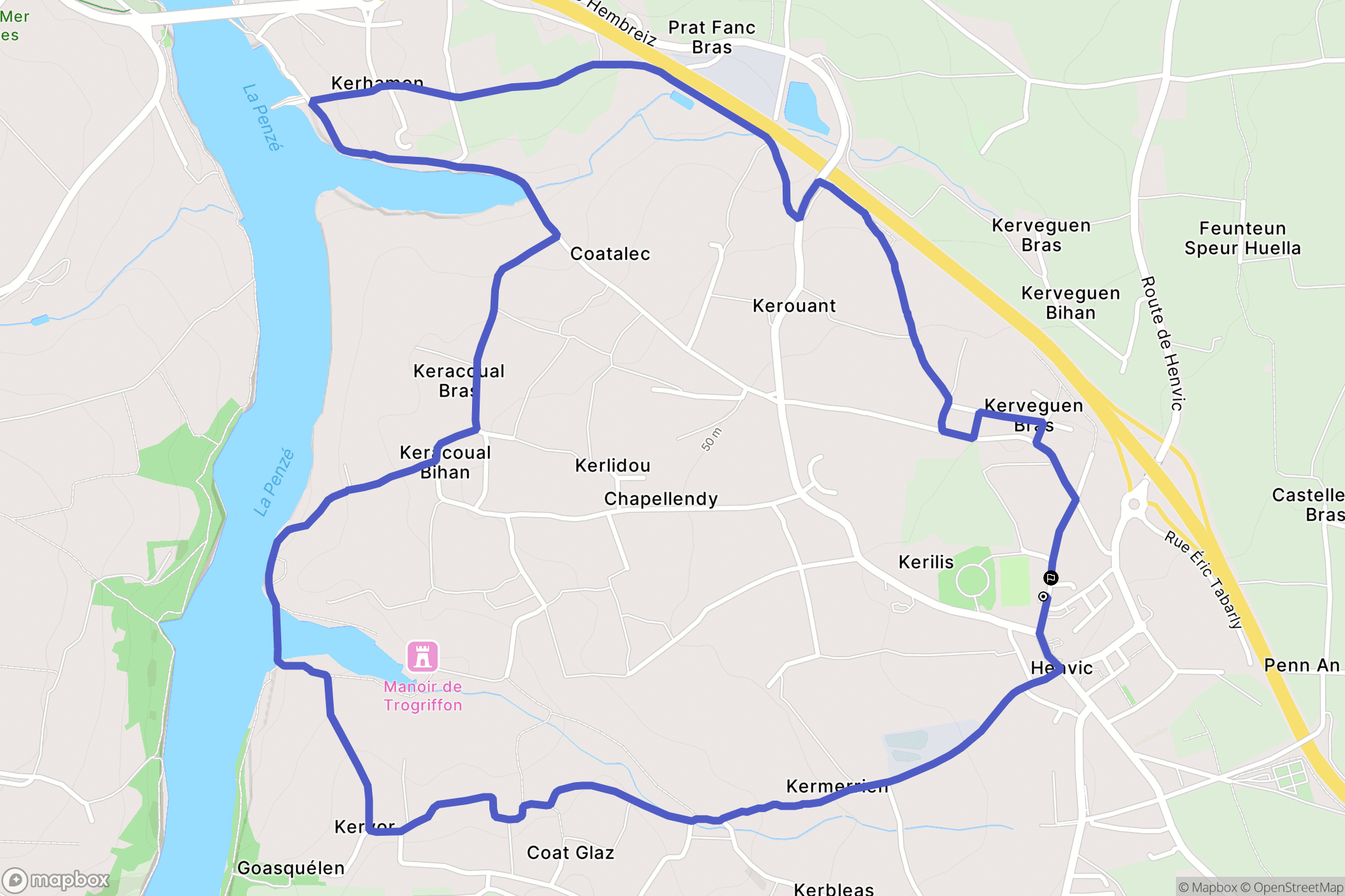 Henvic : carte du parcours de randonnée - France