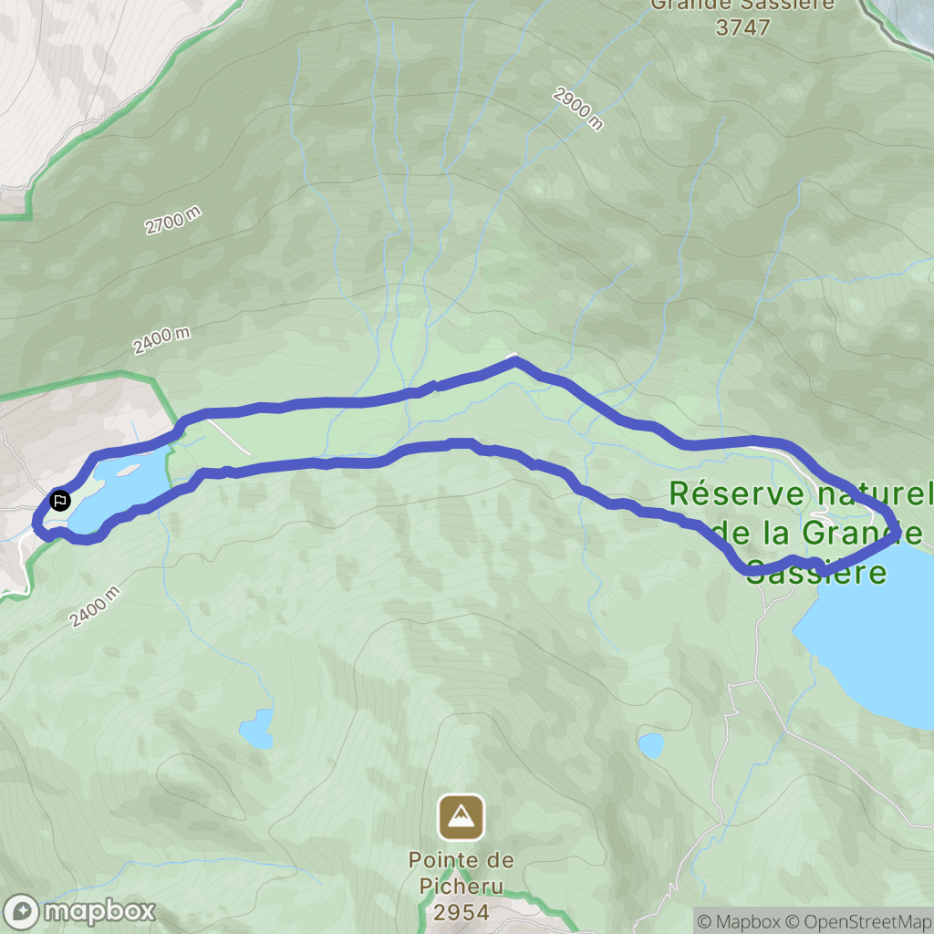 Tignes : carte du parcours de randonnée - France