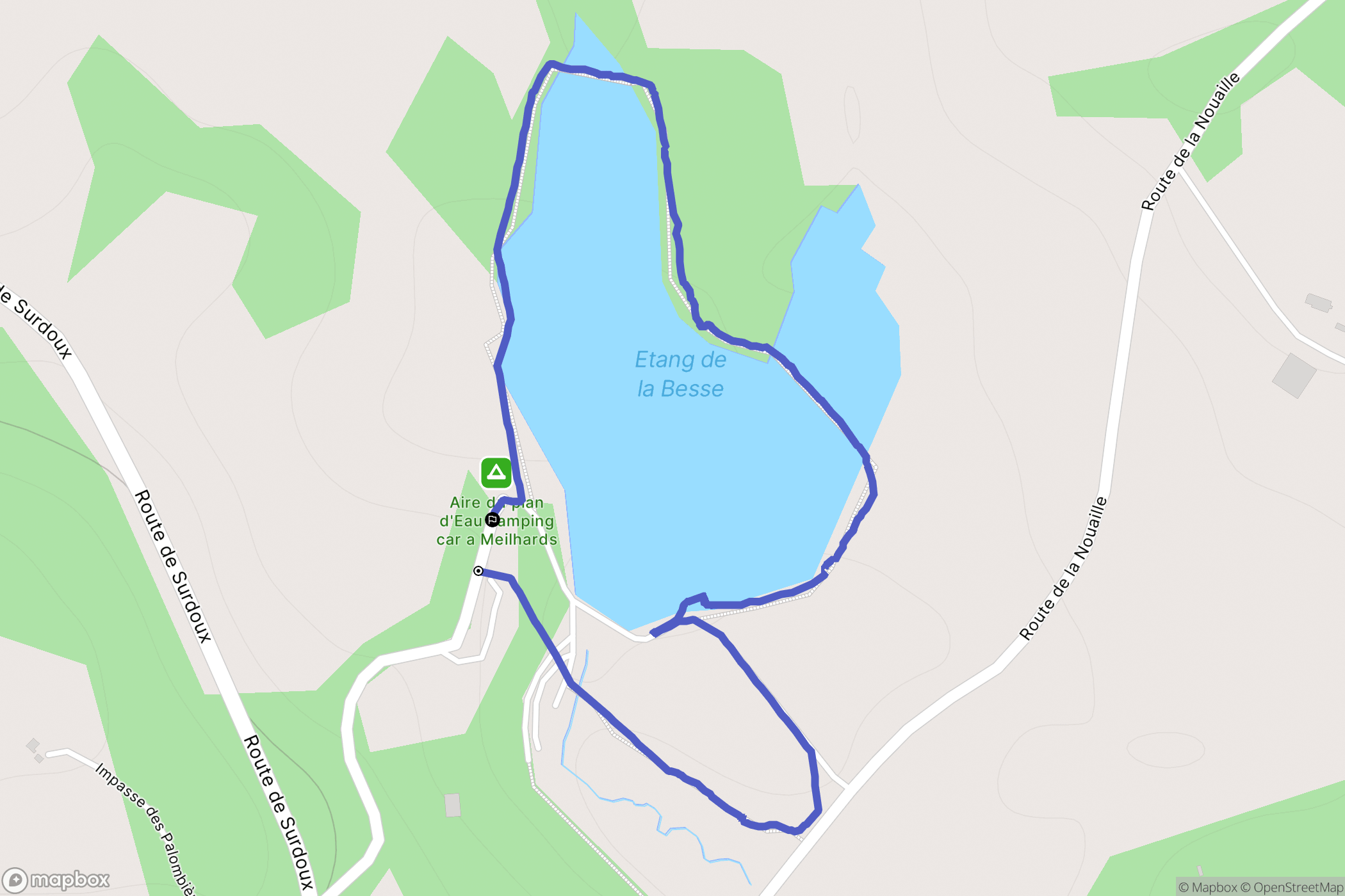 Meilhards : carte du parcours de randonnée - France