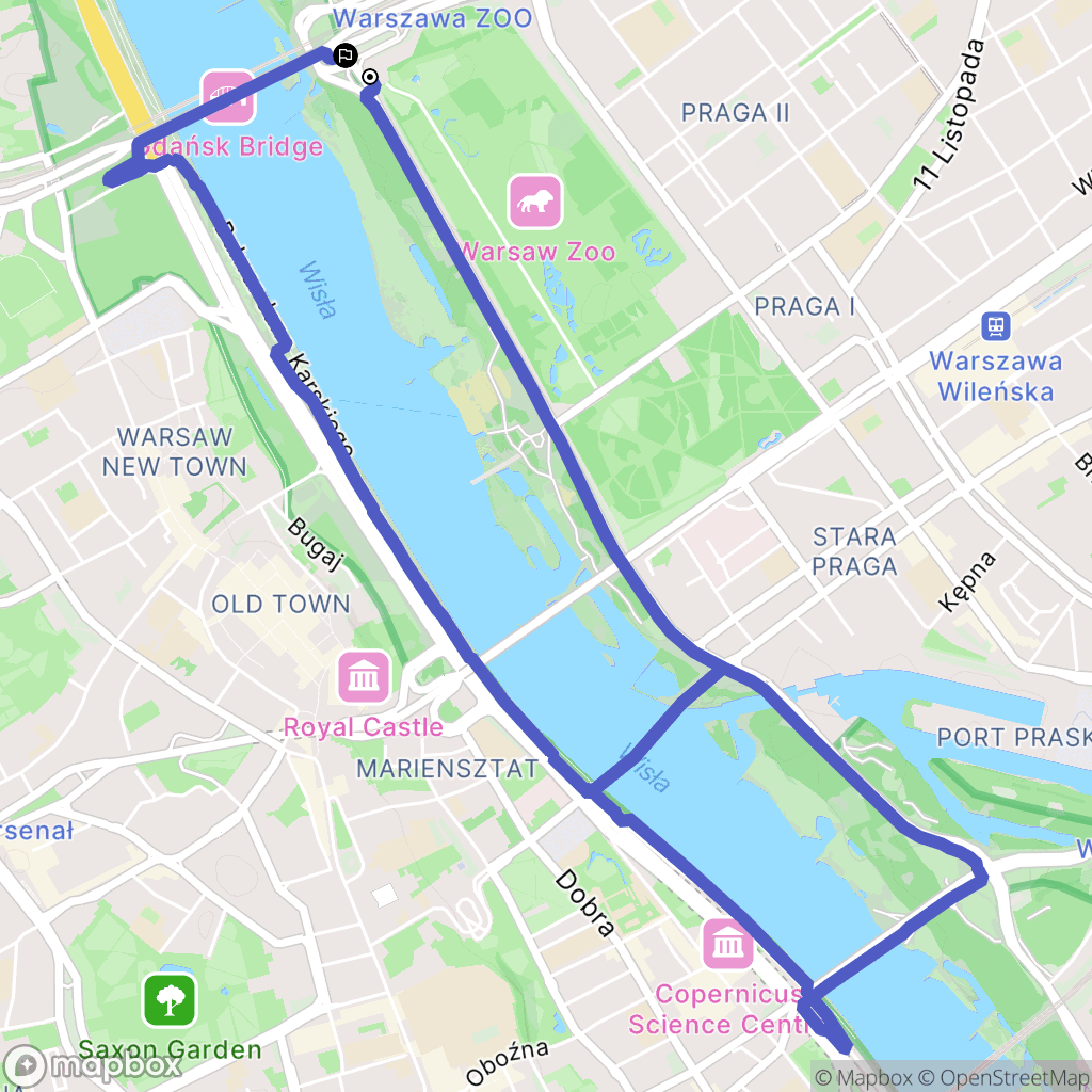 Warsaw: mapa trasy - Poland