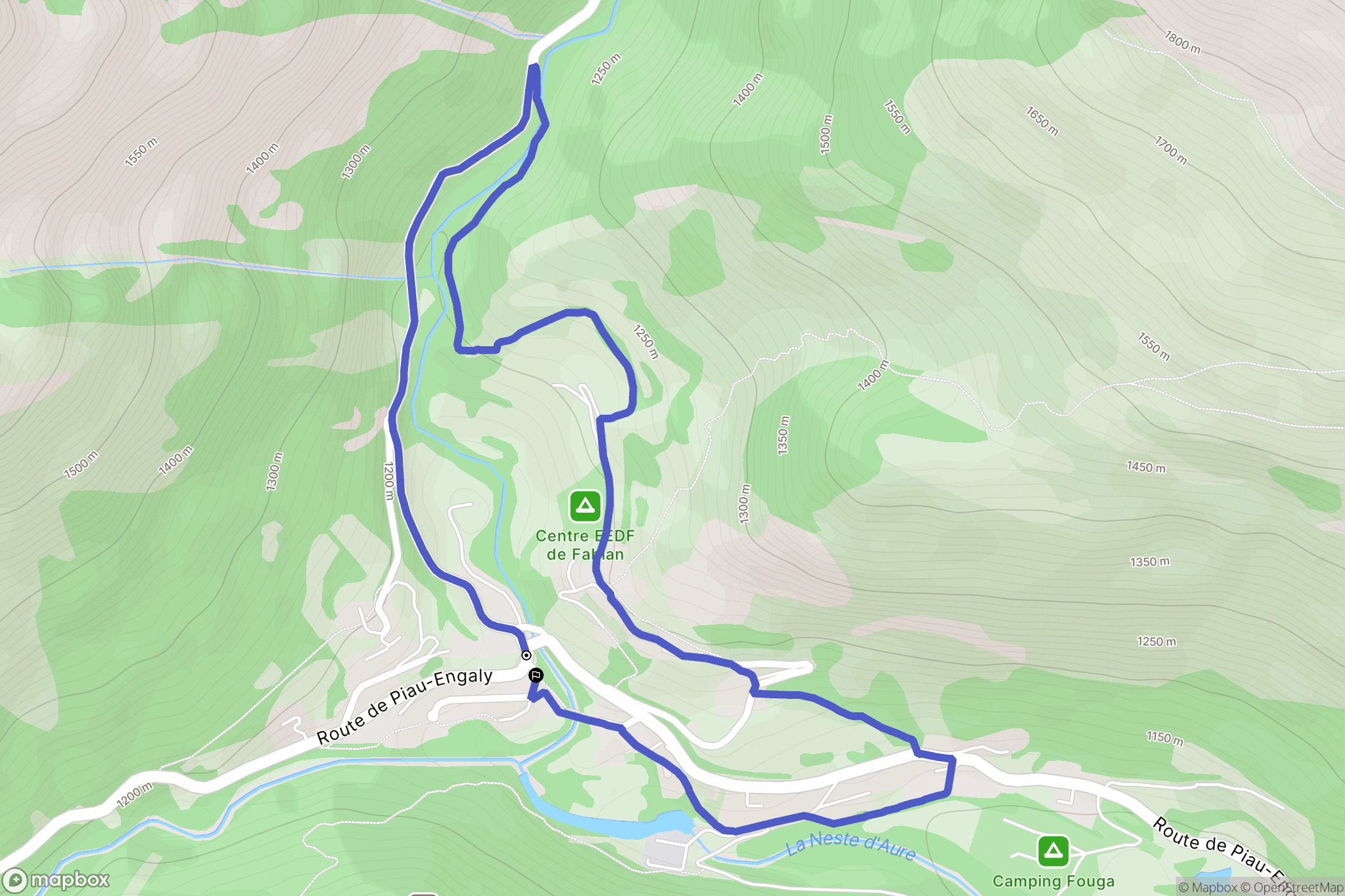 Aragnouet : carte du parcours de randonnée - France