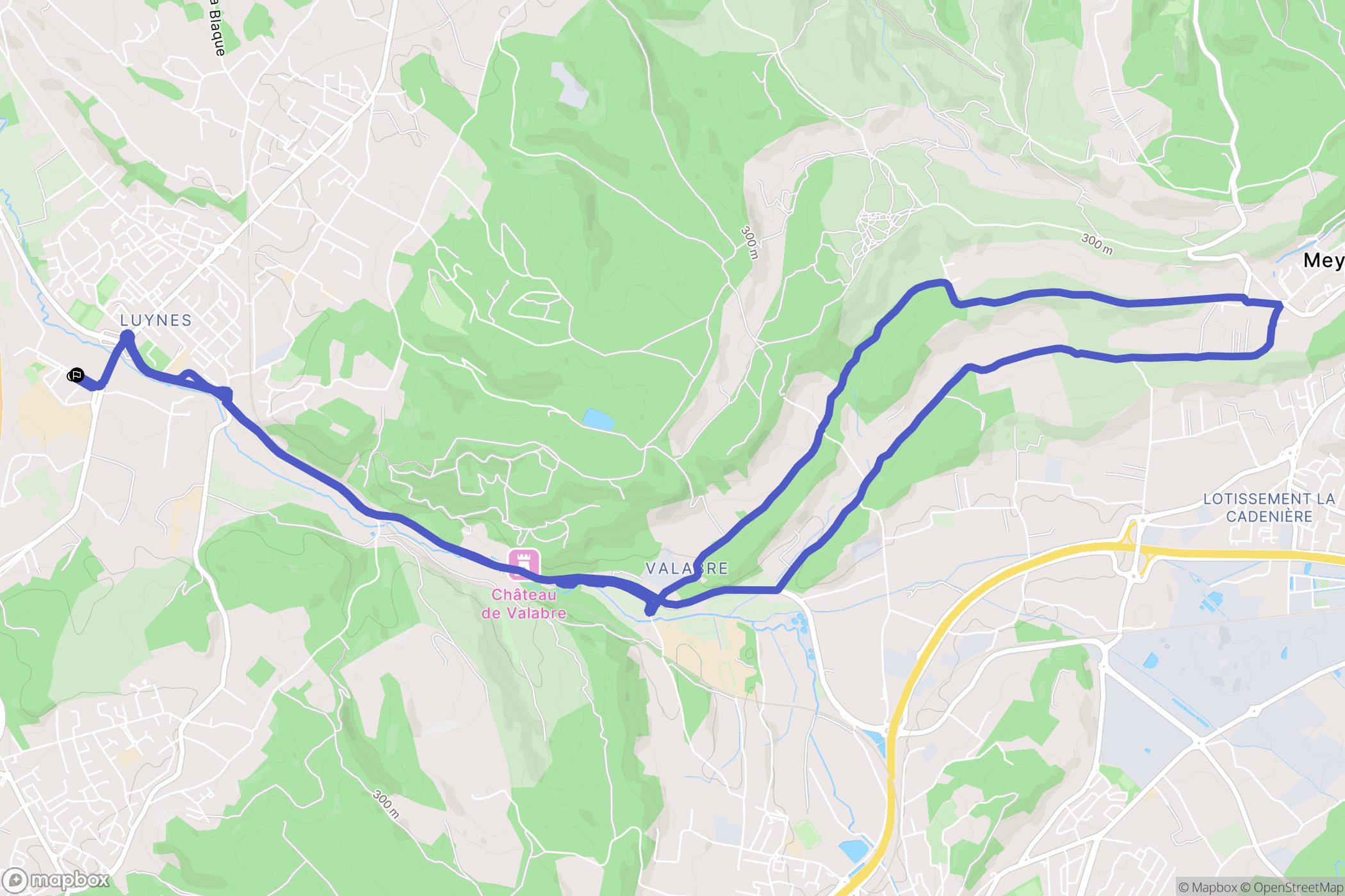Aix-en-Provence : carte du parcours de randonnée - France