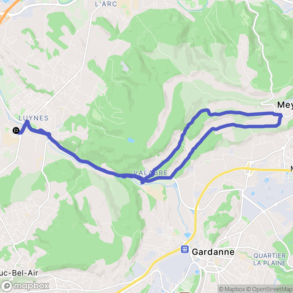 Aix-en-Provence : carte du parcours de randonnée - France