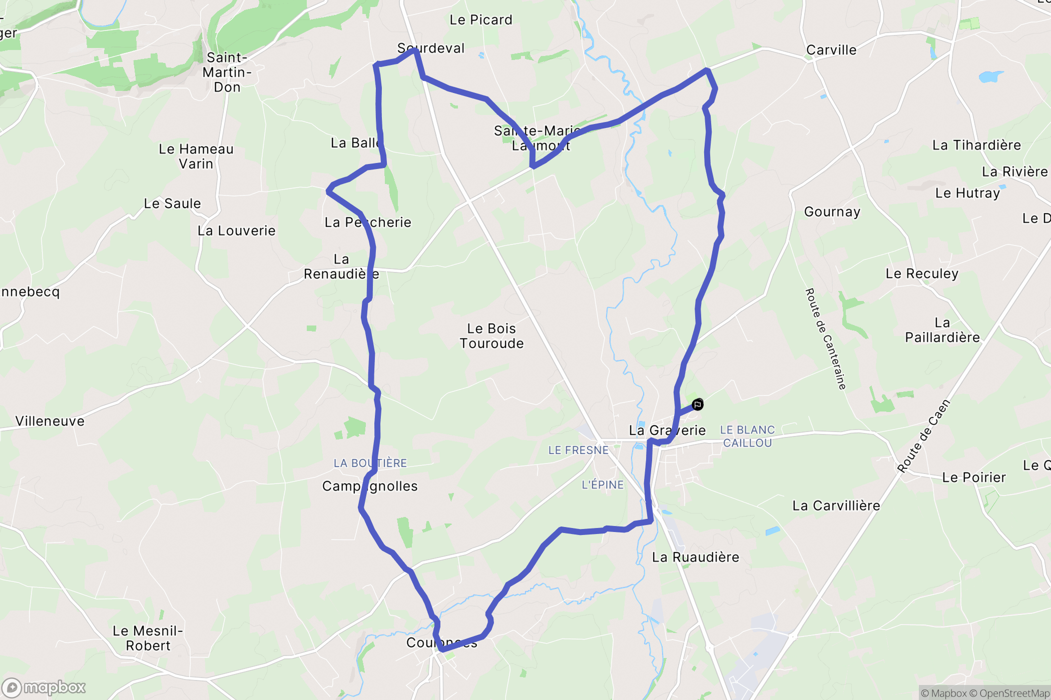 Souleuvre en Bocage : carte du parcours de randonnée - France