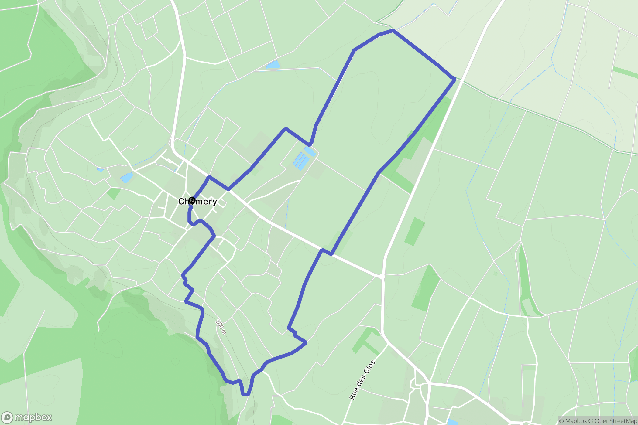 Chamery : carte du parcours de randonnée - France