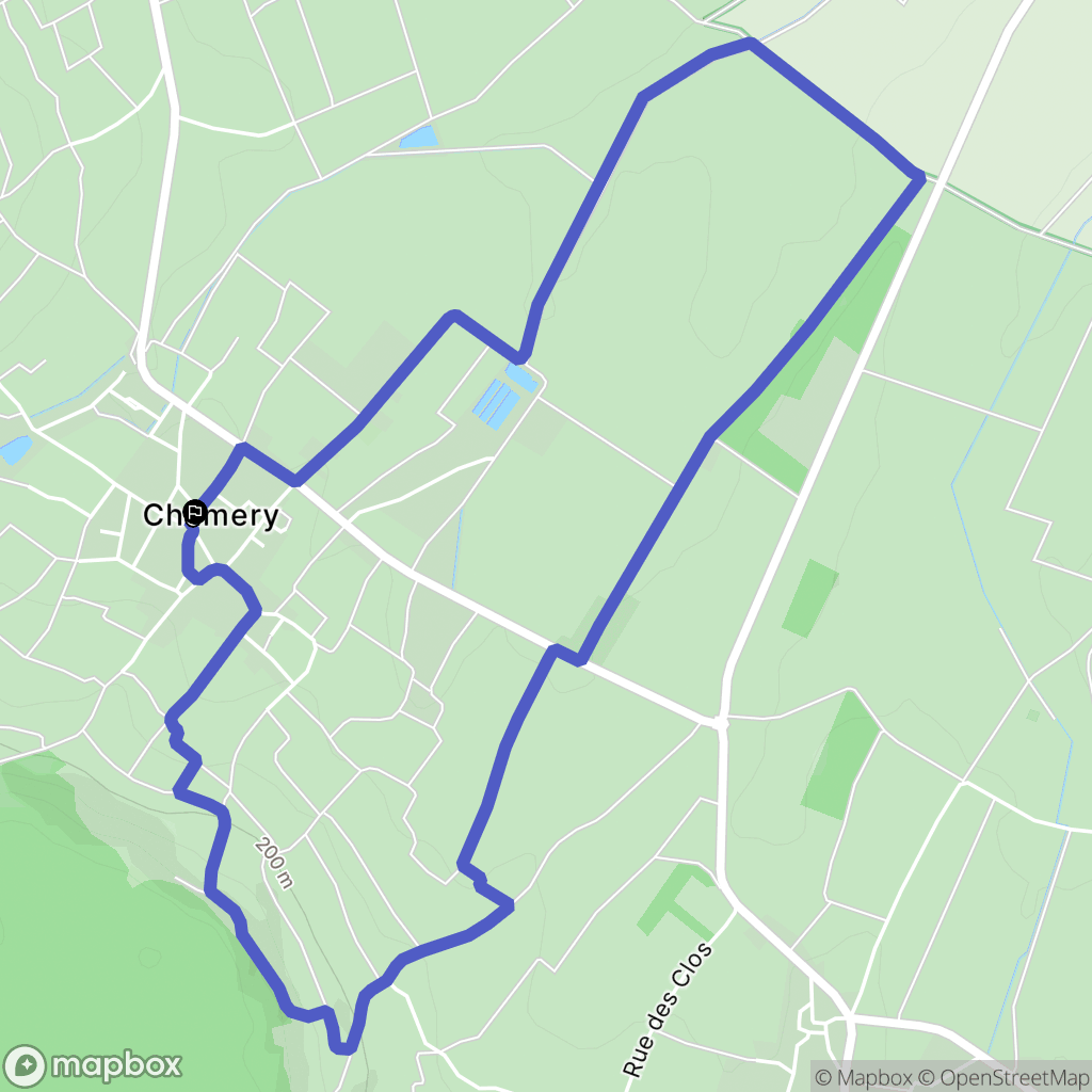 Chamery : carte du parcours de randonnée - France