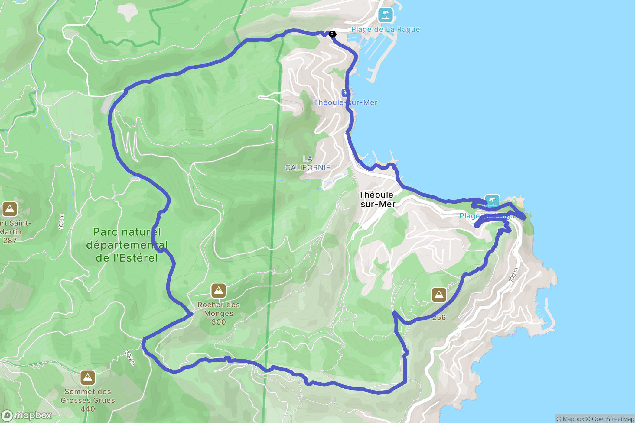 Théoule-sur-Mer : carte du parcours de randonnée - France