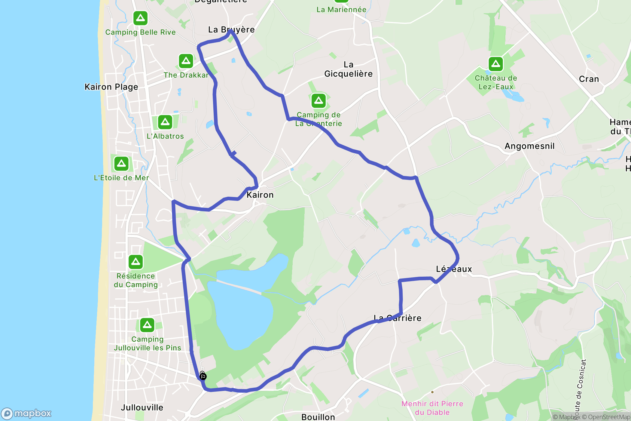 Jullouville : carte du parcours de randonnée - France