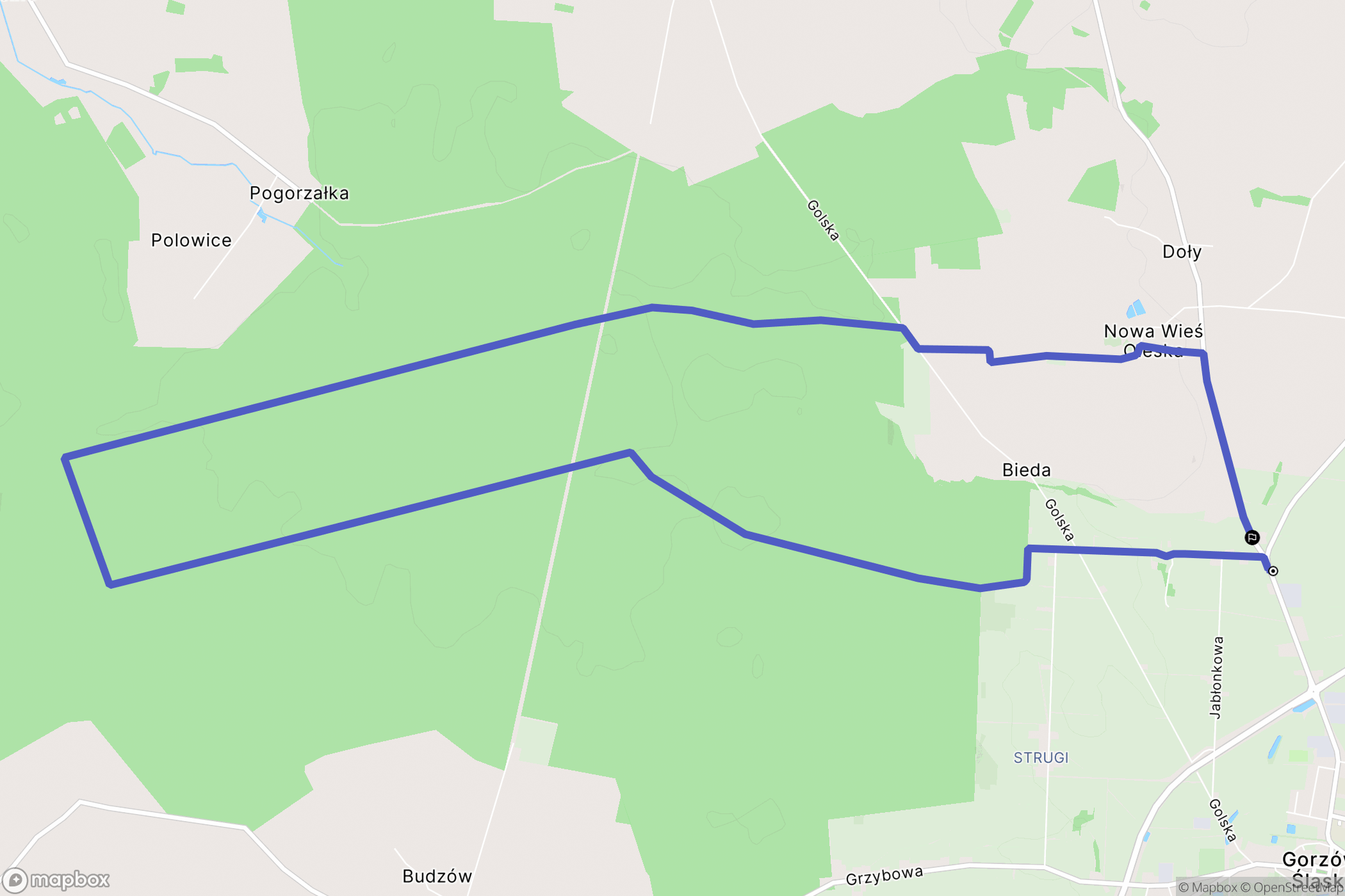 Gorzów Śląski: mapa trasy - Poland