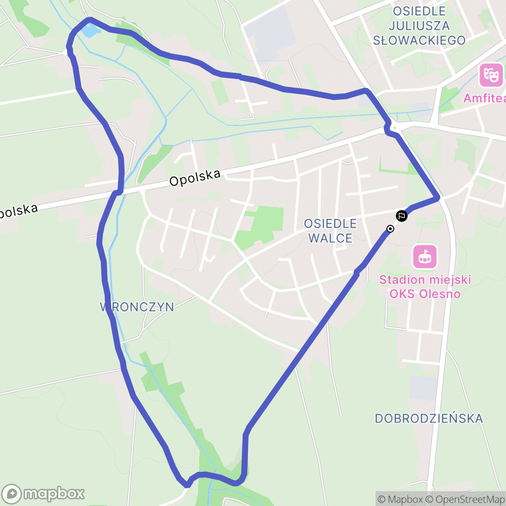 Olesno: mapa trasy - Poland