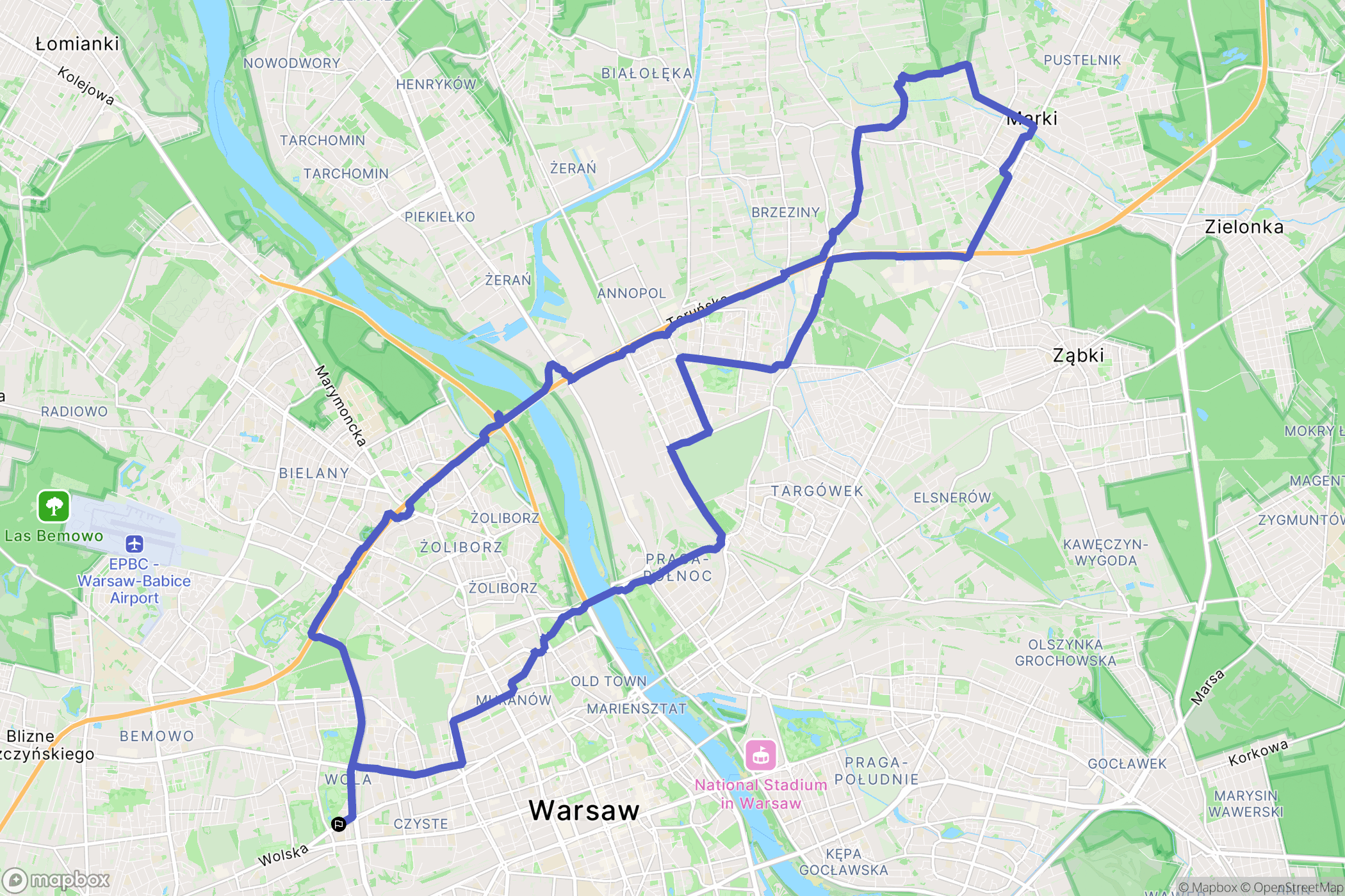 Warszawa: mapa trasy - Poland