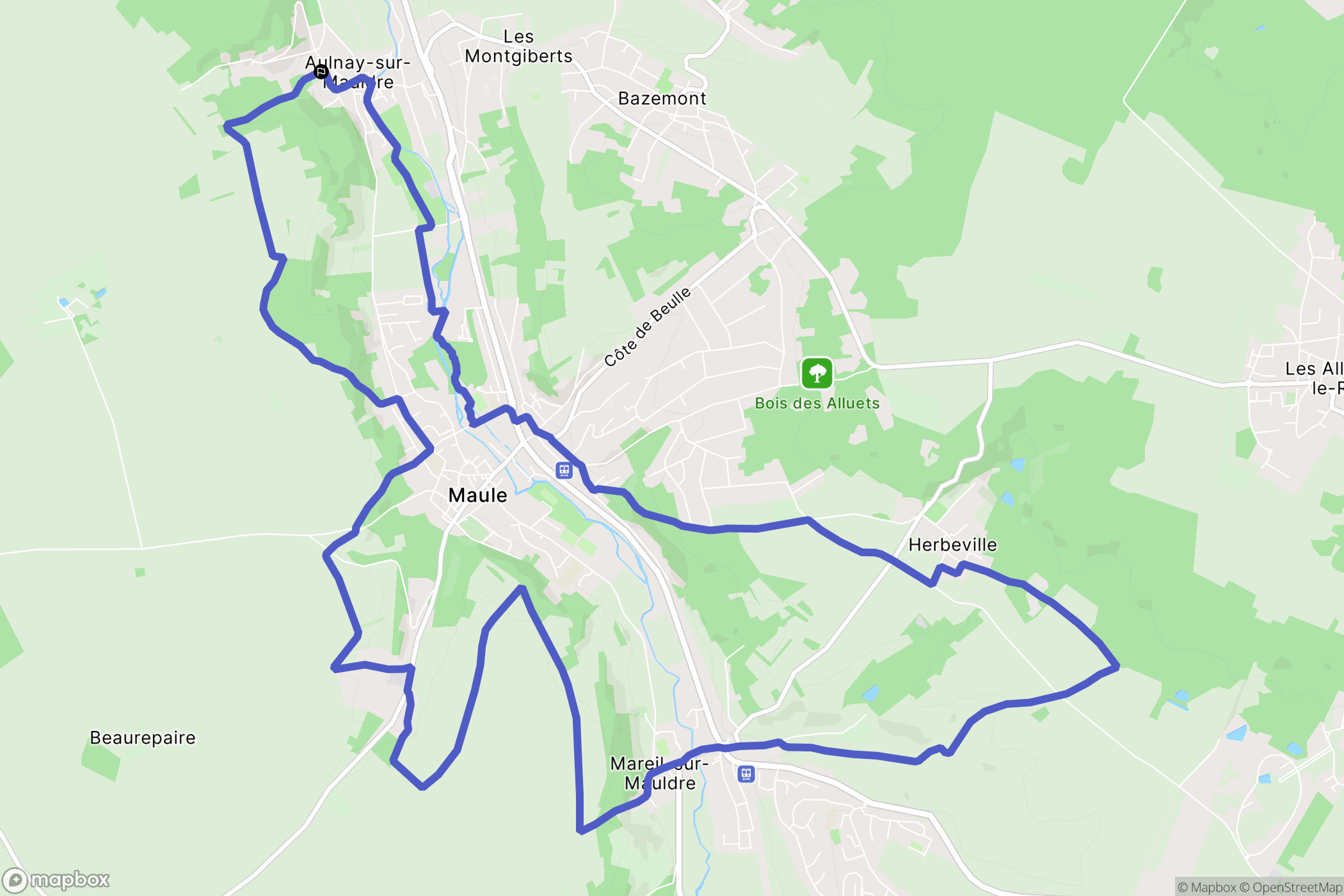 Aulnay-sur-Mauldre : carte du parcours de randonnée - France