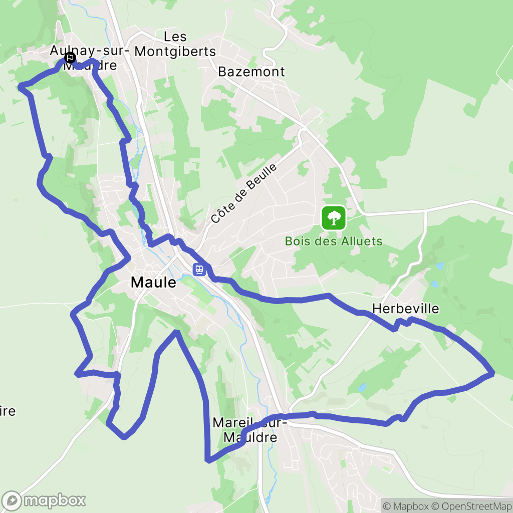 Aulnay-sur-Mauldre : carte du parcours de randonnée - France