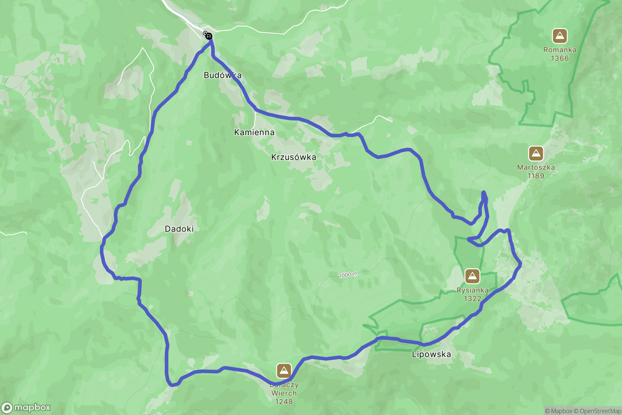 Żabnica: mapa trasy - Poland