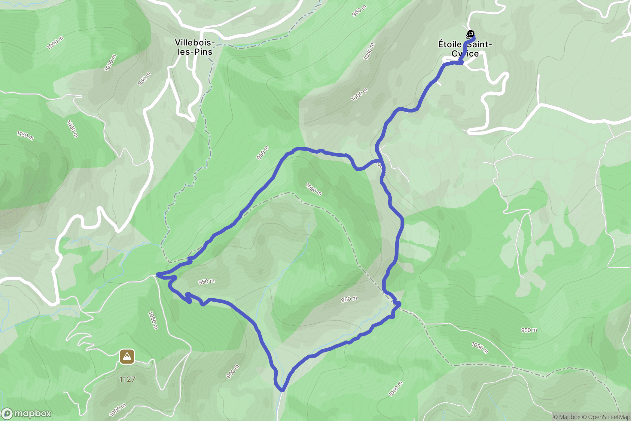 Étoile-Saint-Cyrice : carte du parcours de randonnée - France