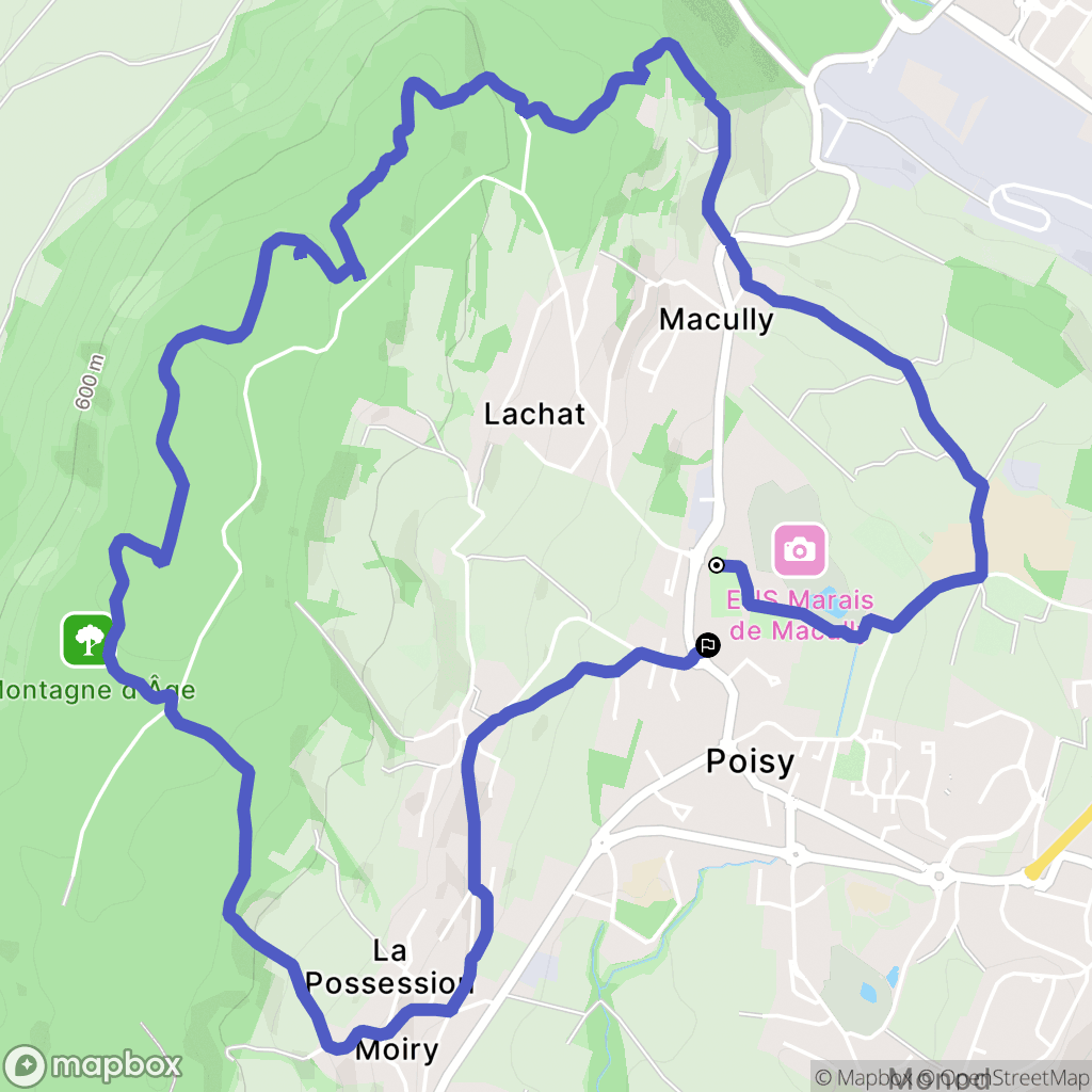 Poisy : carte du parcours de randonnée - France