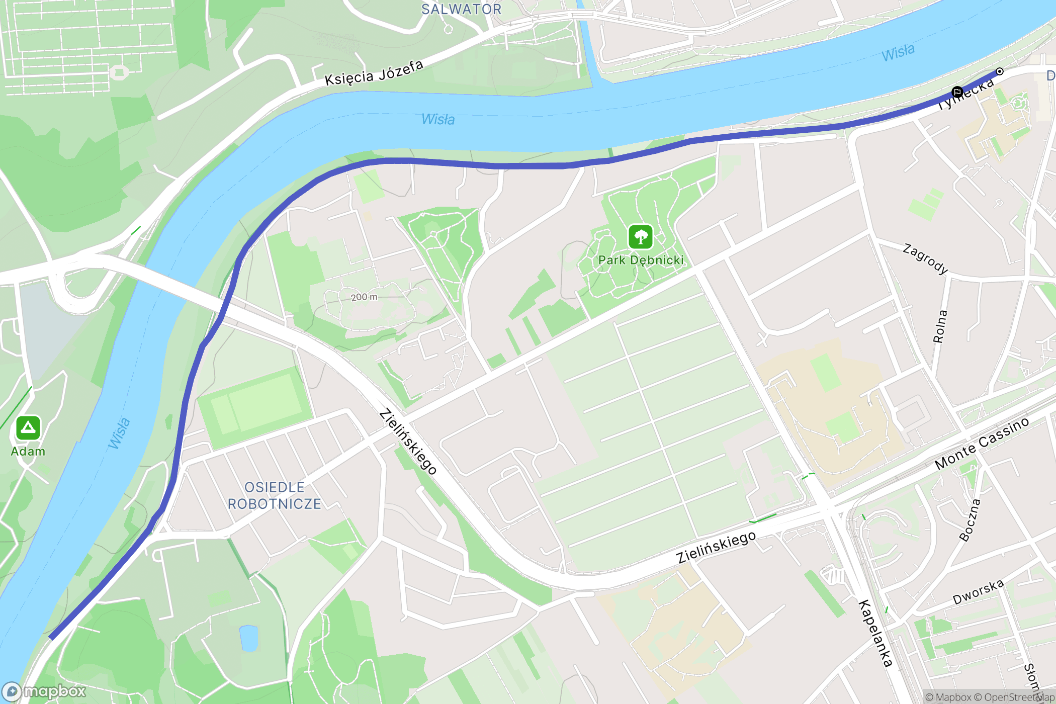 Kraków: mapa trasy - Poland