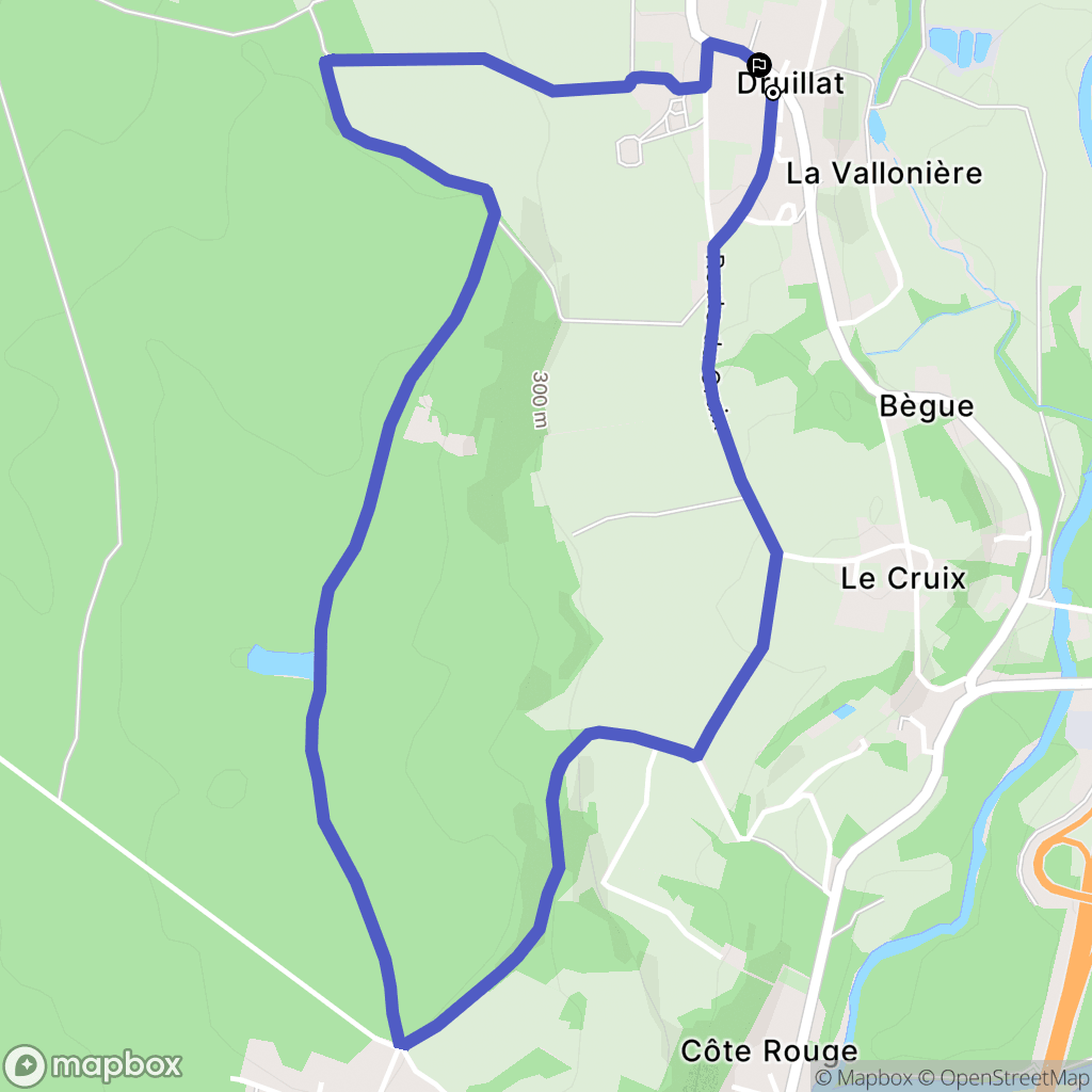 Druillat : carte du parcours de randonnée - France