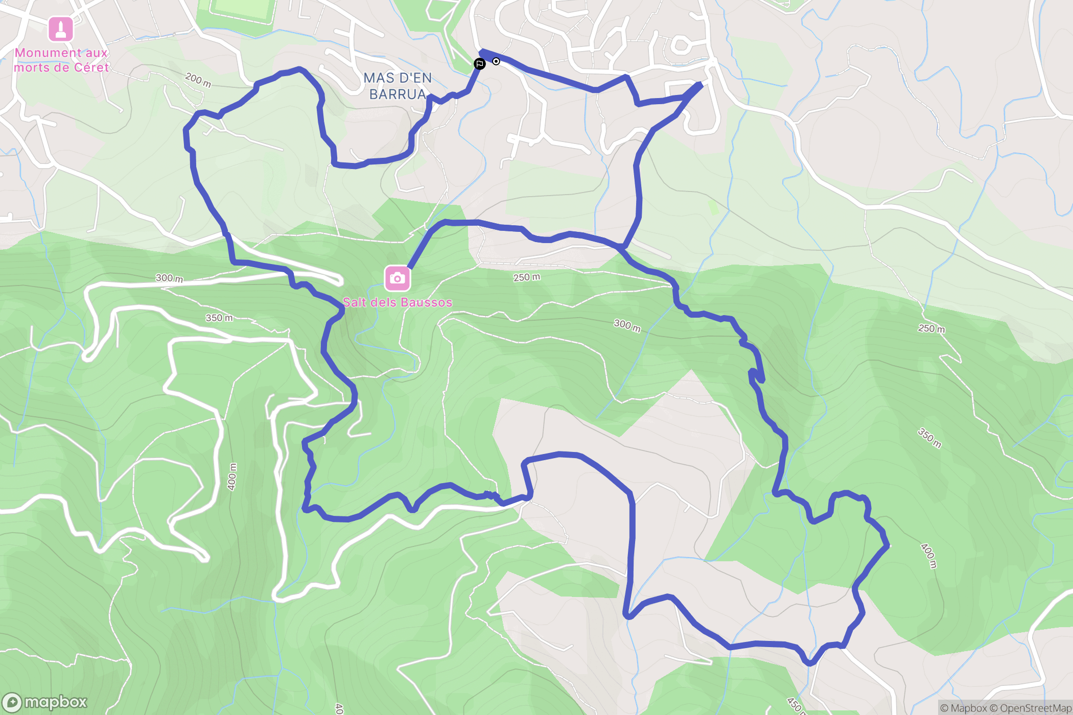 Céret : carte du parcours de randonnée - France