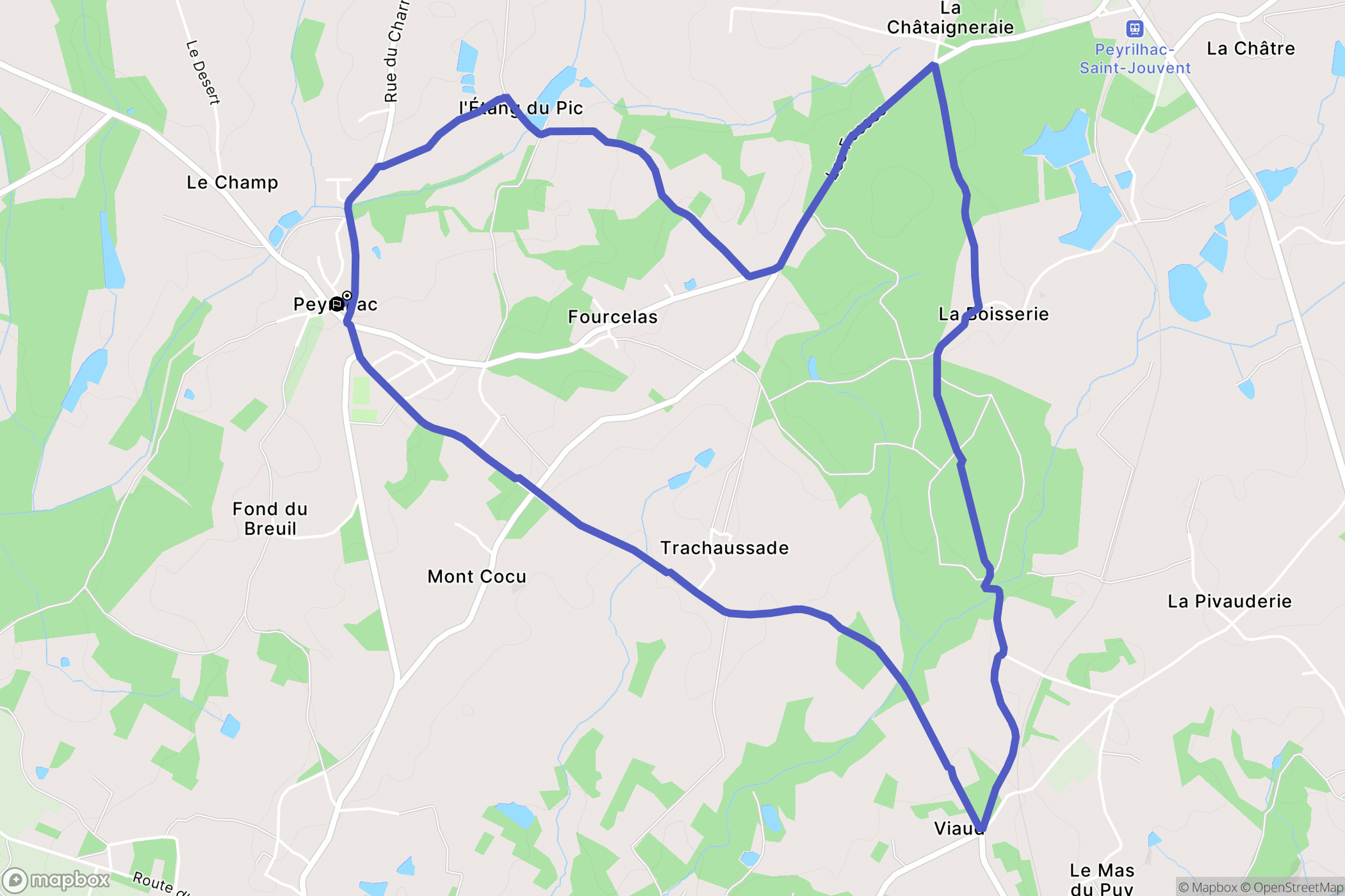 Peyrilhac : carte du parcours de randonnée - France